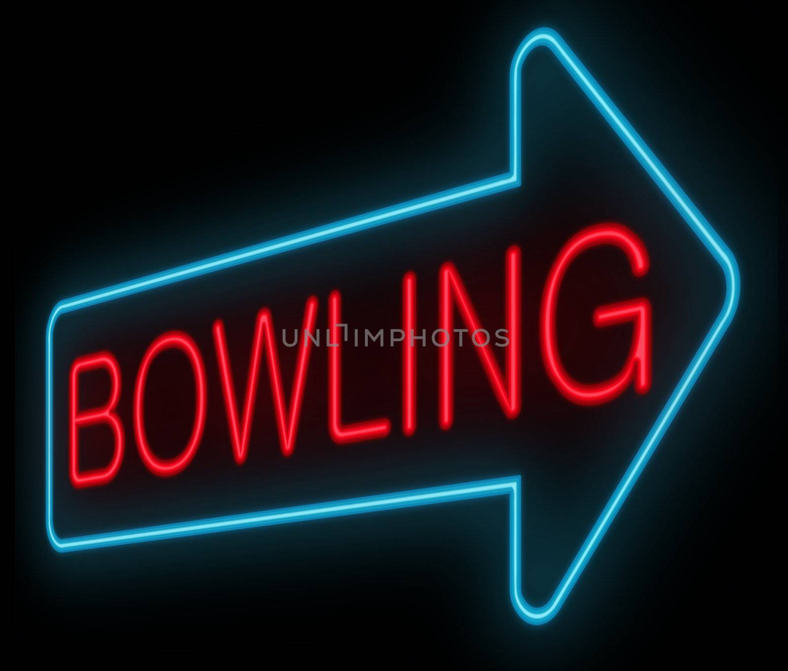 Illustration depicting a neon signage with a bowling concept.