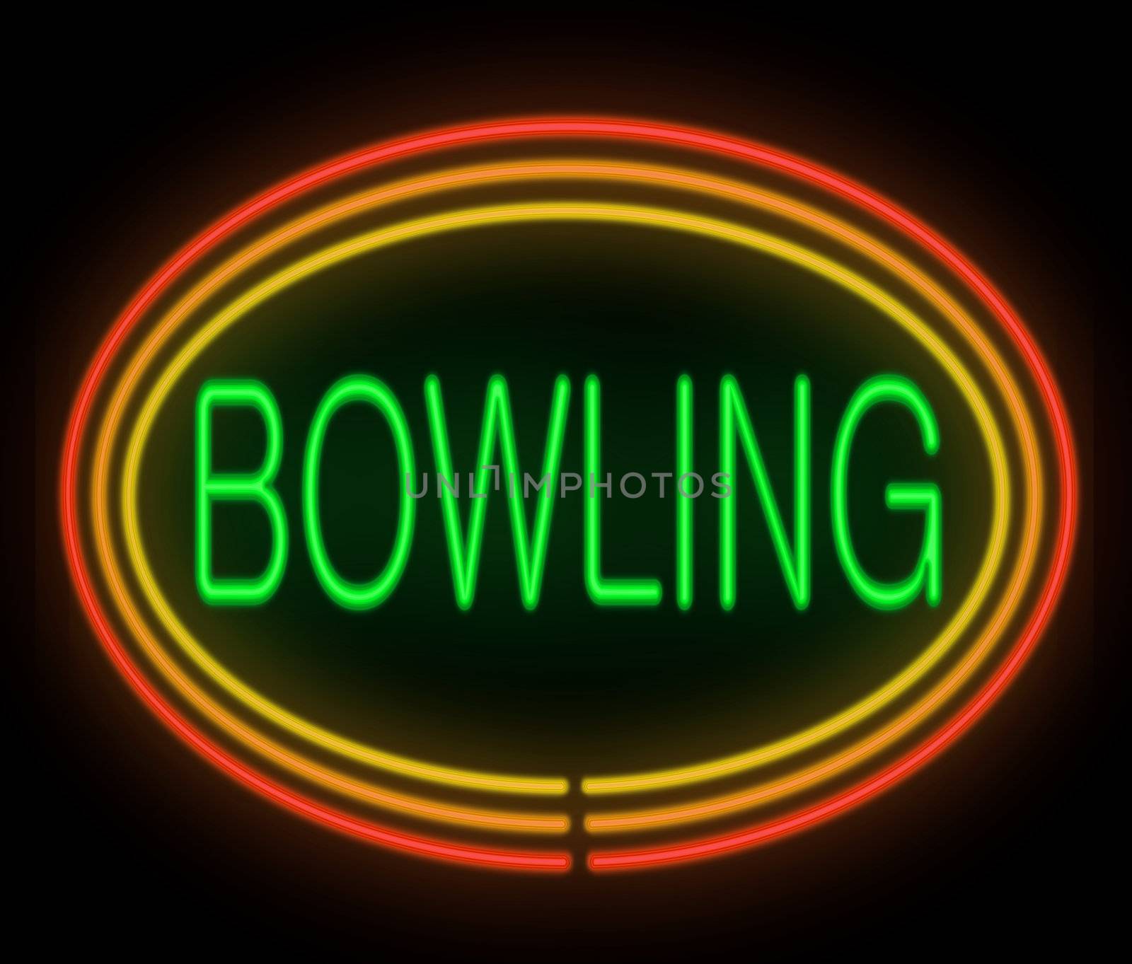 Illustration depicting a neon signage with a bowling concept.