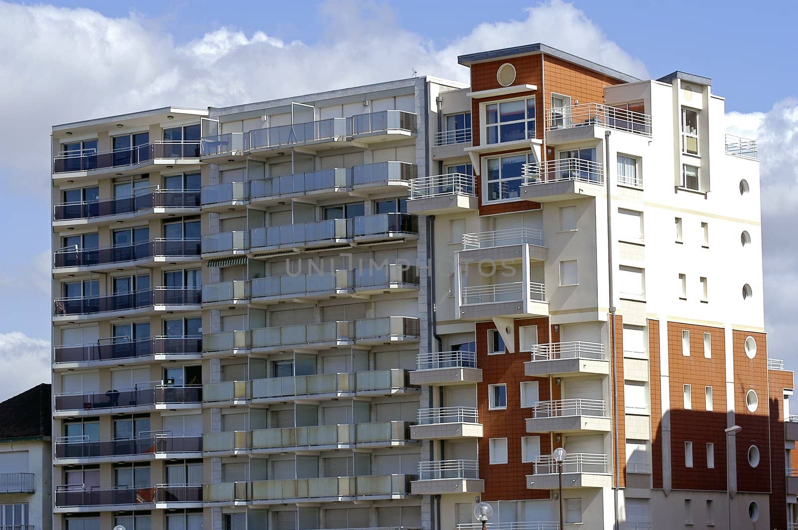 building of the seaside in Touquet city of the north of France                                