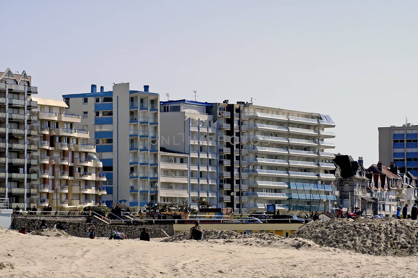 building of the seaside in Touquet city of the north of France                                