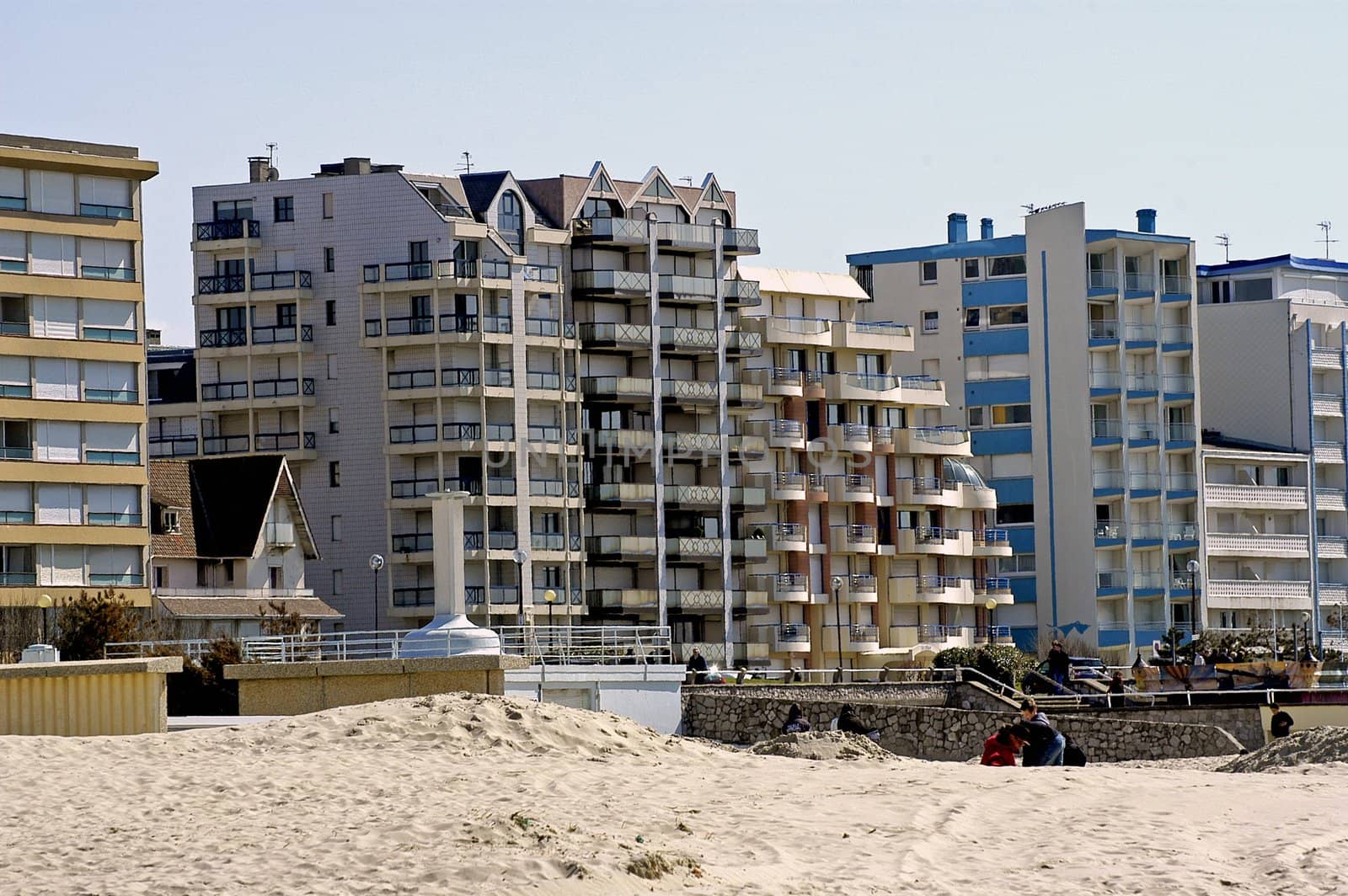 building of the seaside in Touquet city of the north of France                                