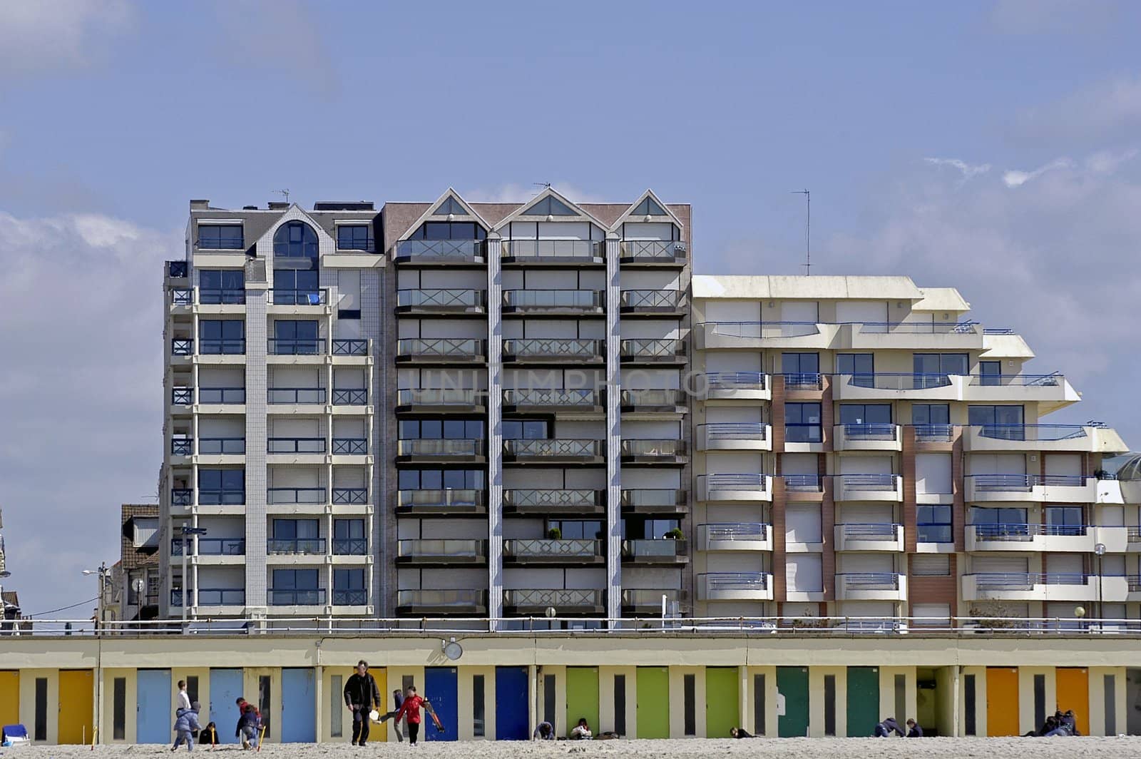 building of the seaside in Touquet city of the north of France                                