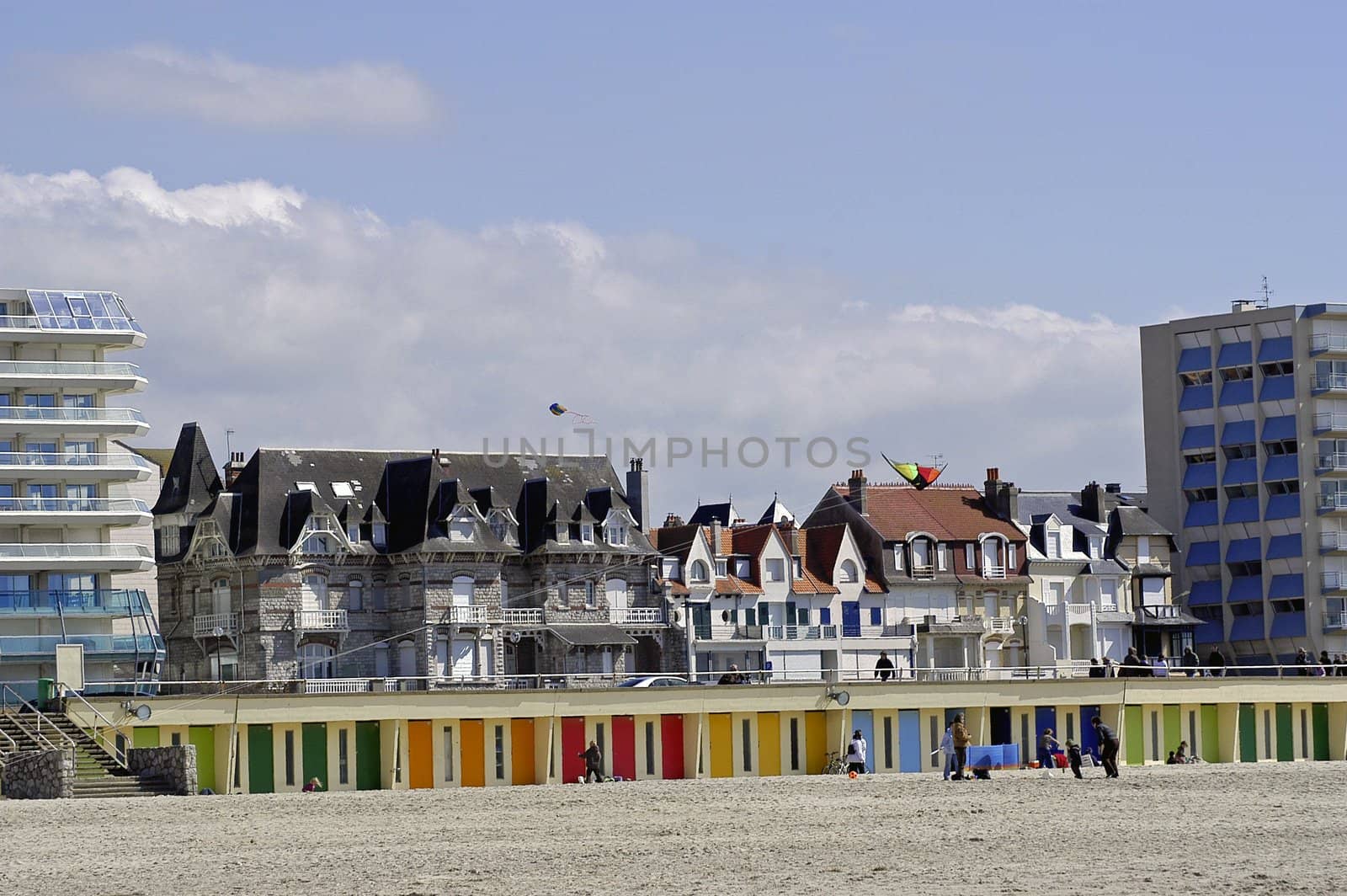 building of the seaside in Touquet city of the north of France                                
