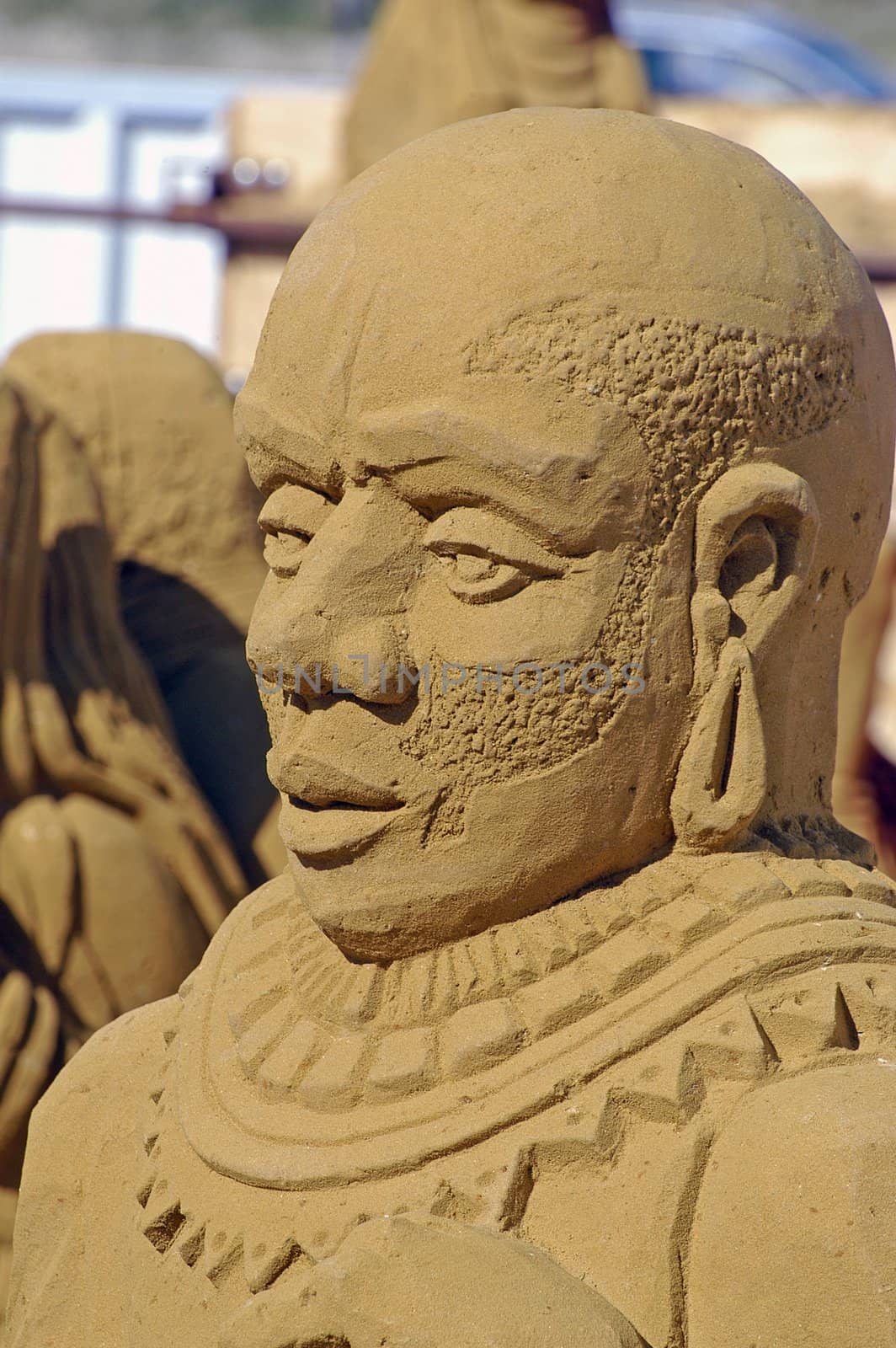 exposure of sand sculptures in France to Touquet on the topic of Africa