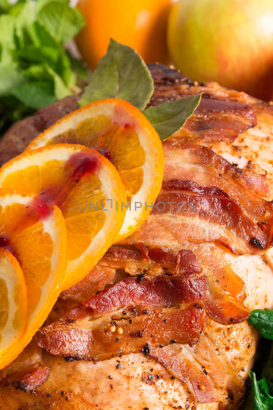 baked turkey with chestnut filling and orange