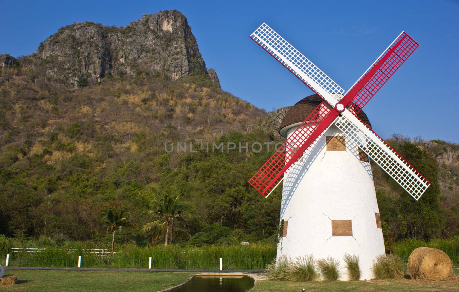 swiss sheep farm windmill at Cha-um Thailand