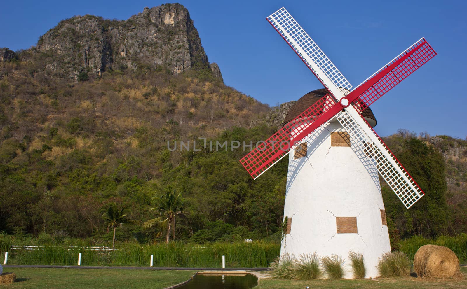 swiss sheep farm windmill at Cha-um Thailand