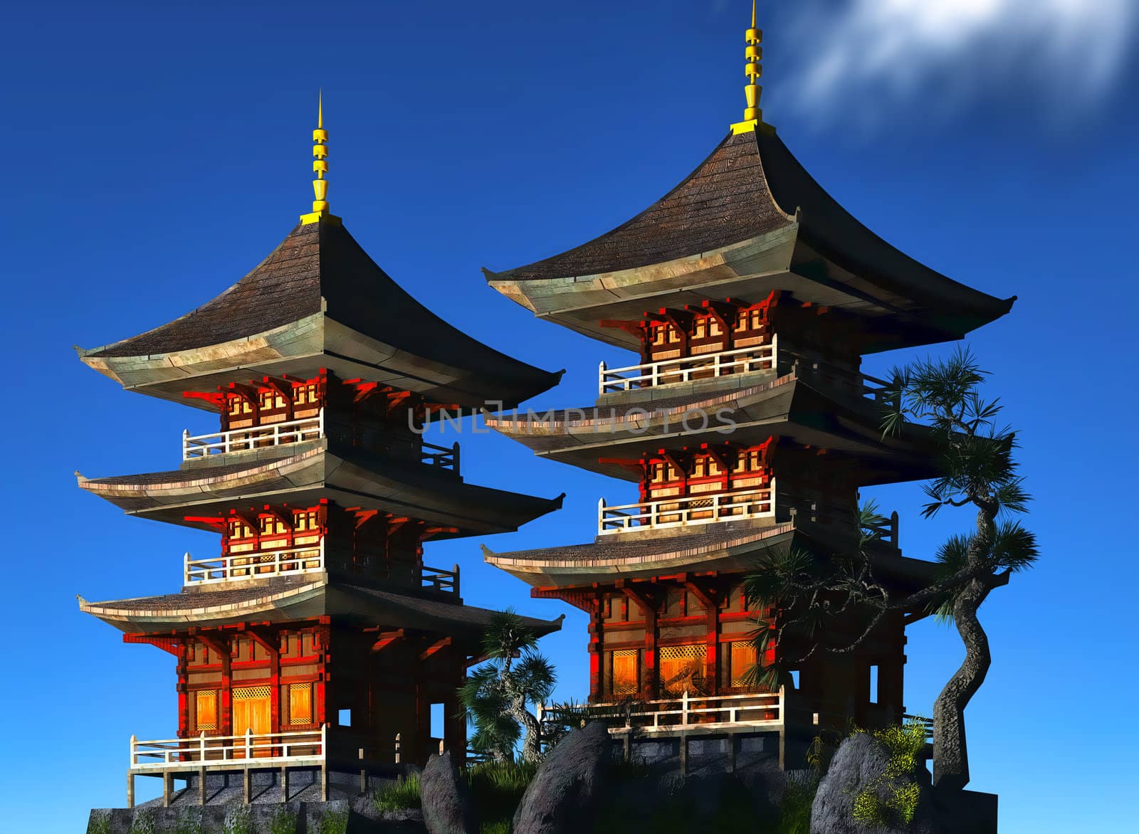 Buddhist temple in mountains by andromeda13