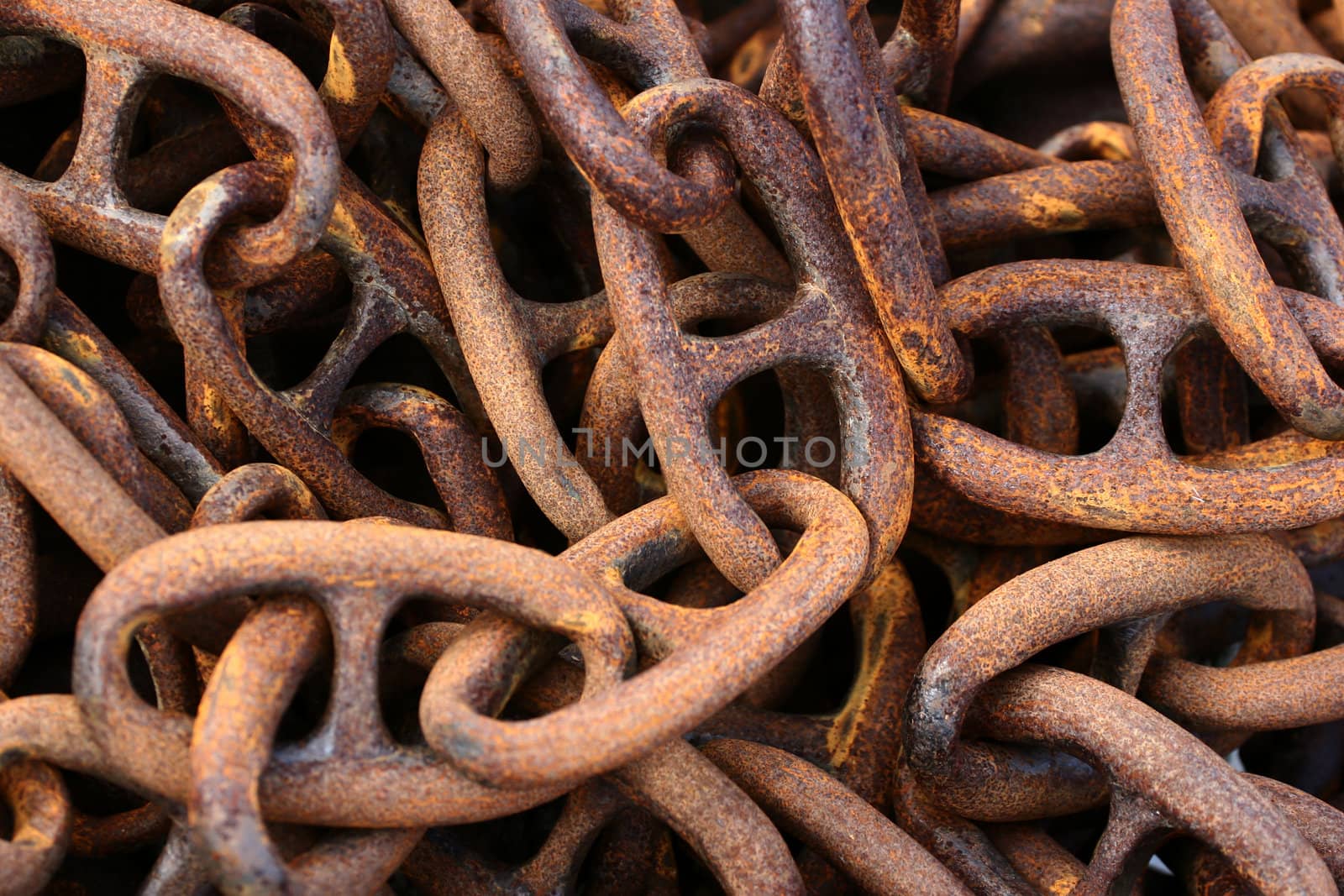 in a harbor in denmark  a rusted  chain 