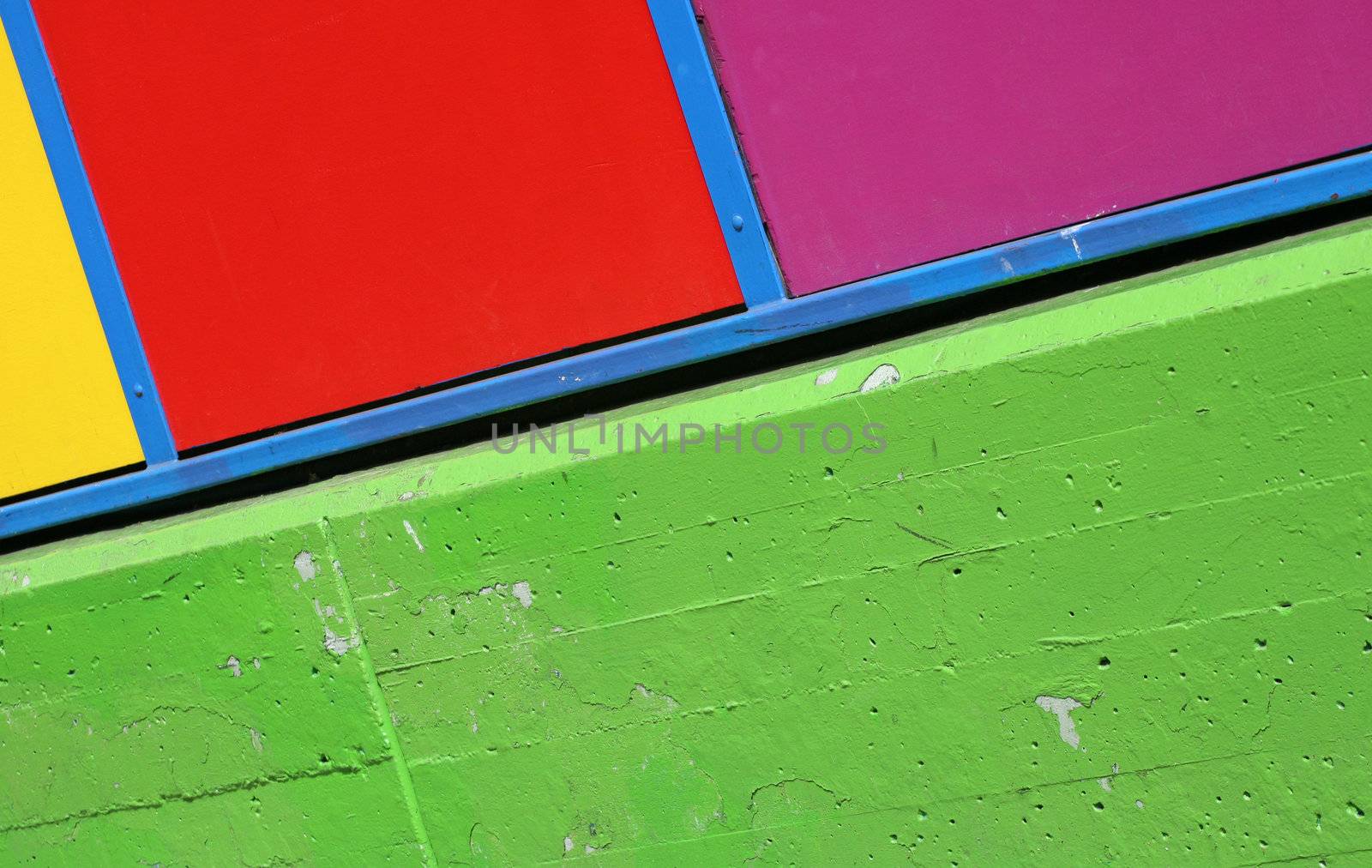 wall of a house of various strong colours