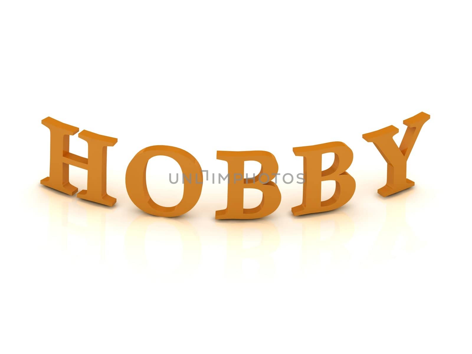 HOBBY sign with orange letters on isolated white background
