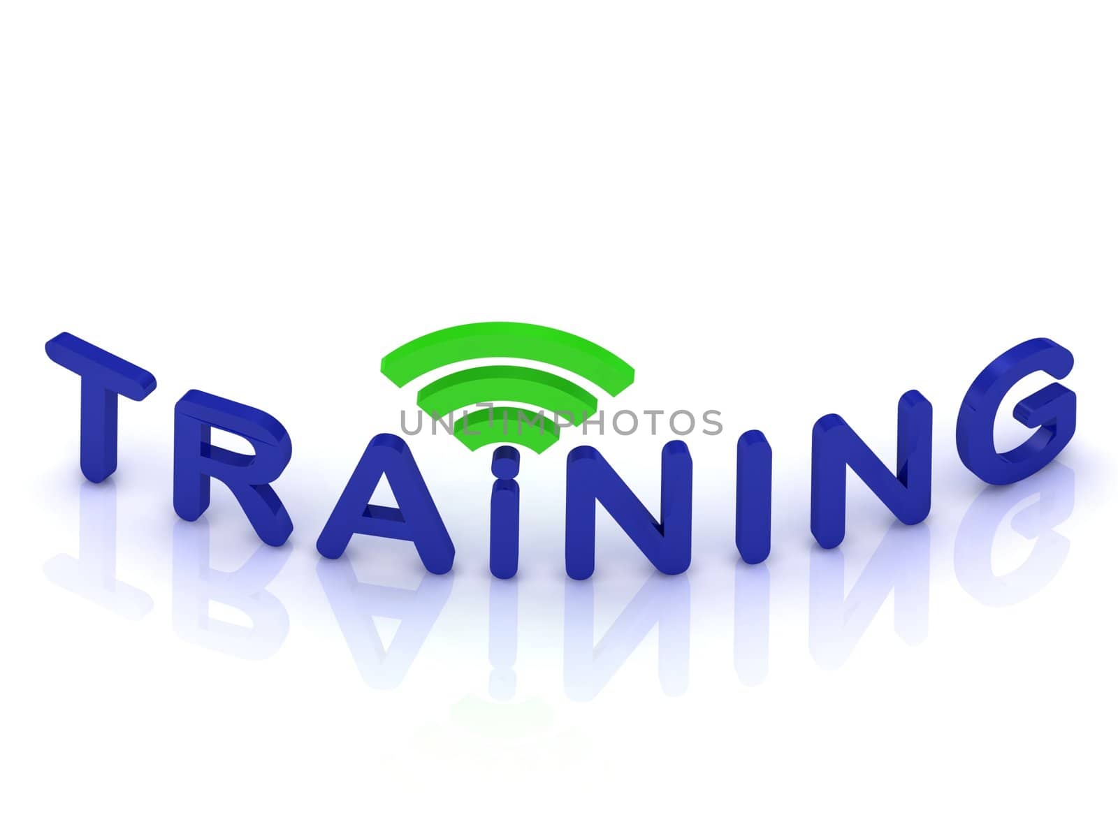 TRAINING sign with the green antenna on isolated white background