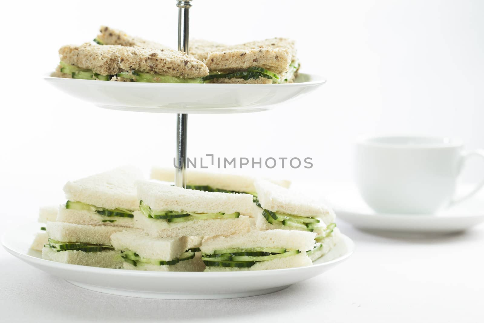 Cucumber sandwiches made with both white and whole wheat bread