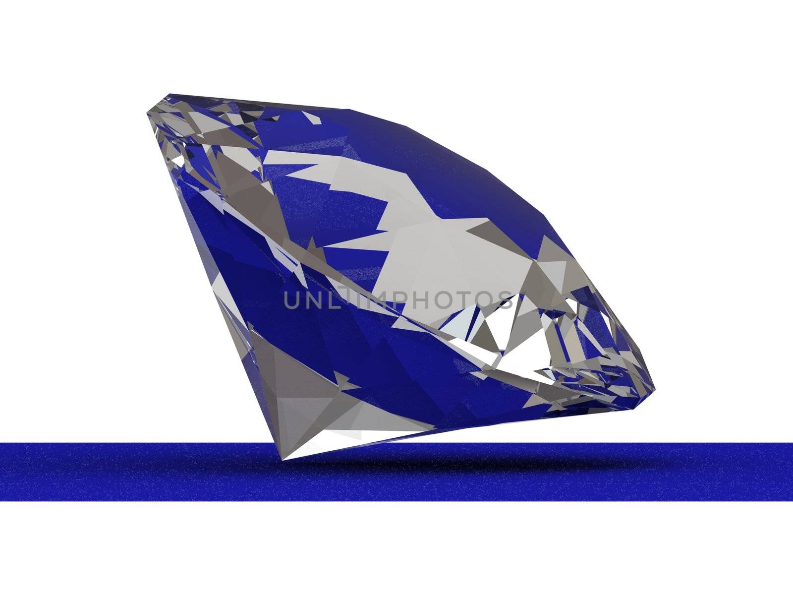 Transparent diamond on turn blue linen