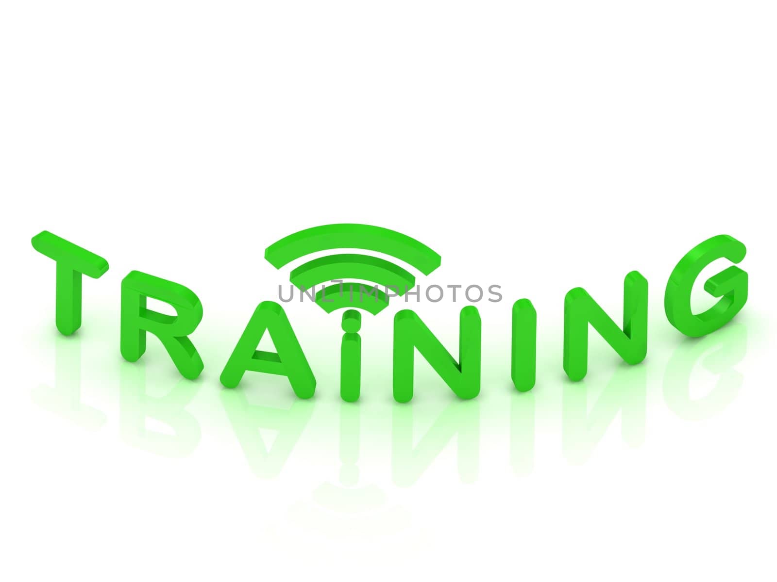 TRAINING green sign with the antenna on isolated white background