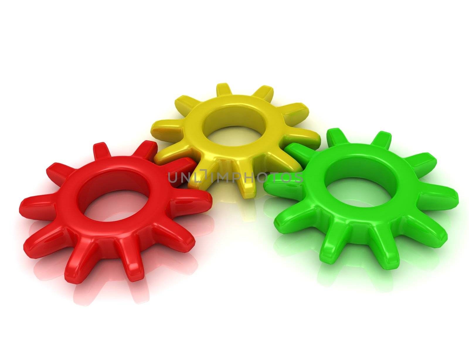 Business Gears red, yellow and green. Work concept