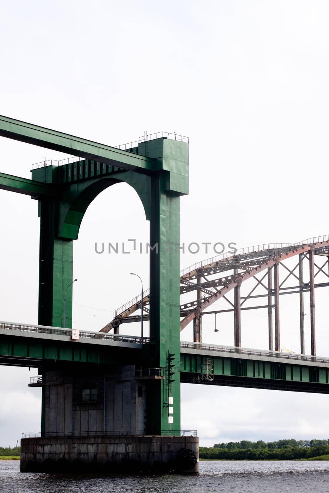 A big modern bridge on a river
