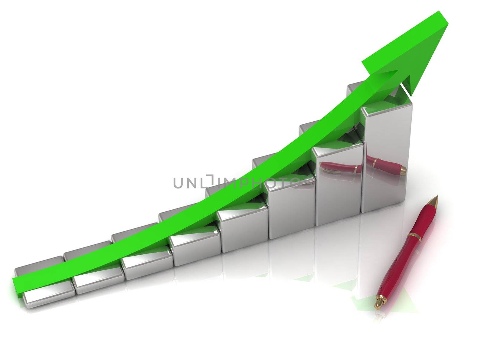 Business growth and a red pen on a white background