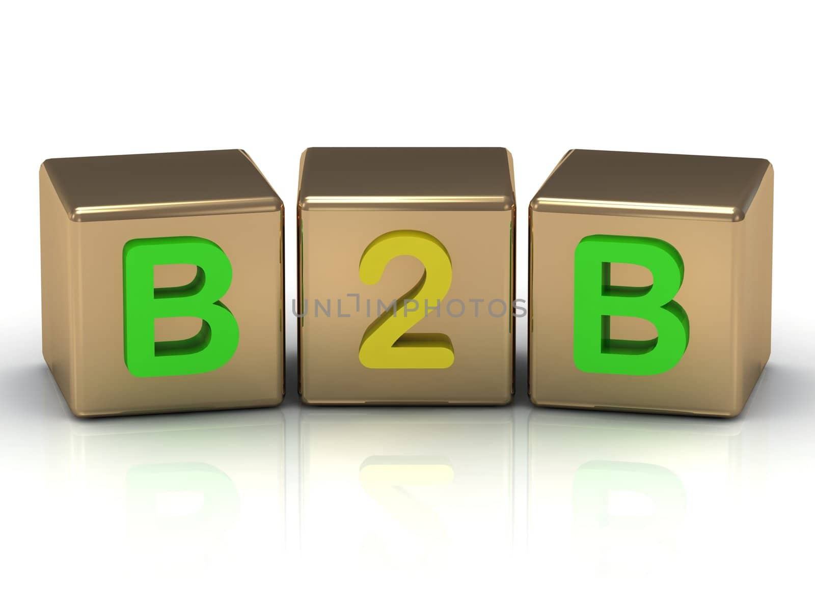 B2B Business-to-Business in building blocks on white background
