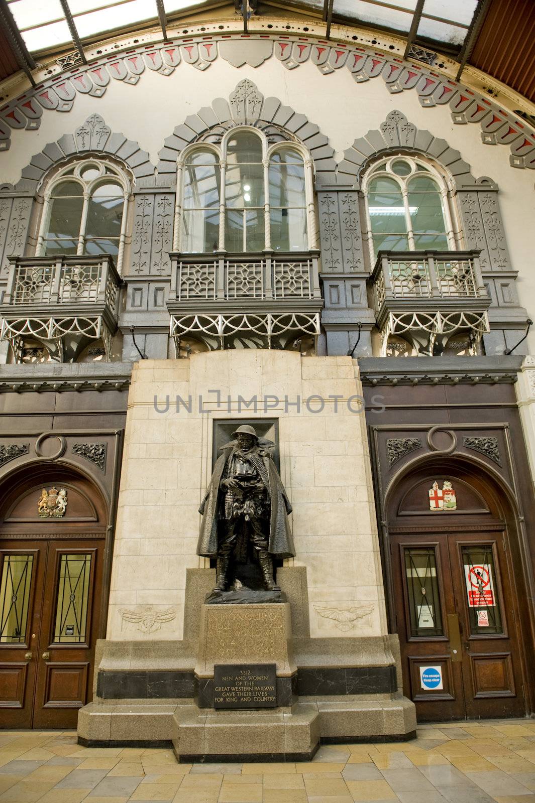 The Great Western Railway War Memorial is a monument in London, United Kingdom, to the employees of the Great Western Railway who died during the First World War, and it is situated halfway along platform 1 at London Paddington station.