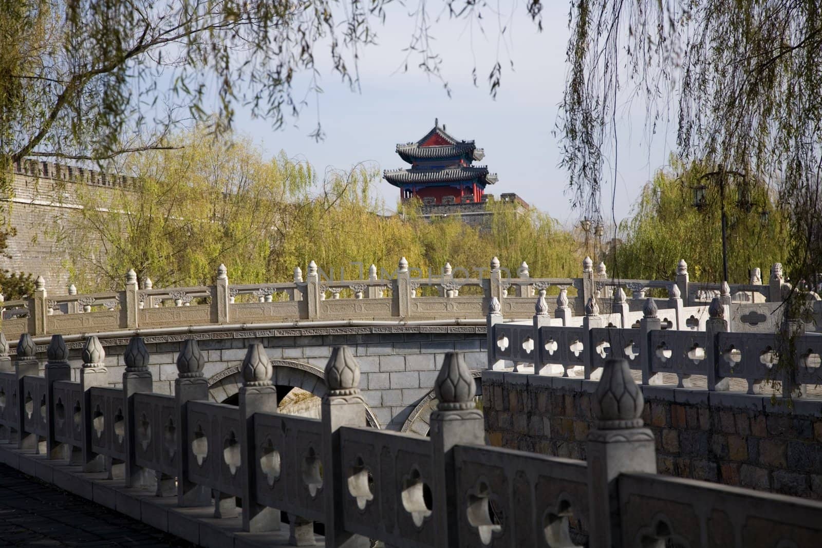 City Wall and Tower, Qufu, Shandong Province, China.  This is Confucius City in Shandong Province.