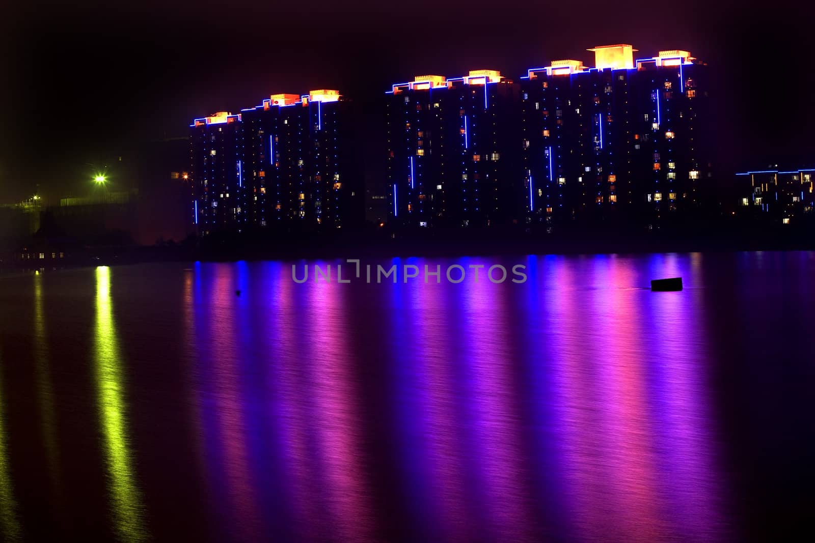 APARTMENTS LIGHTS HUN RIVER FUSHUN LIAONING PROVINCE by bill_perry