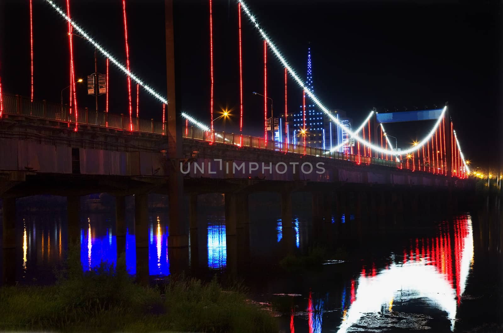 Red Lights Jiangqun Bridge, Fushun, Shenyang, Liaoning Province, by bill_perry