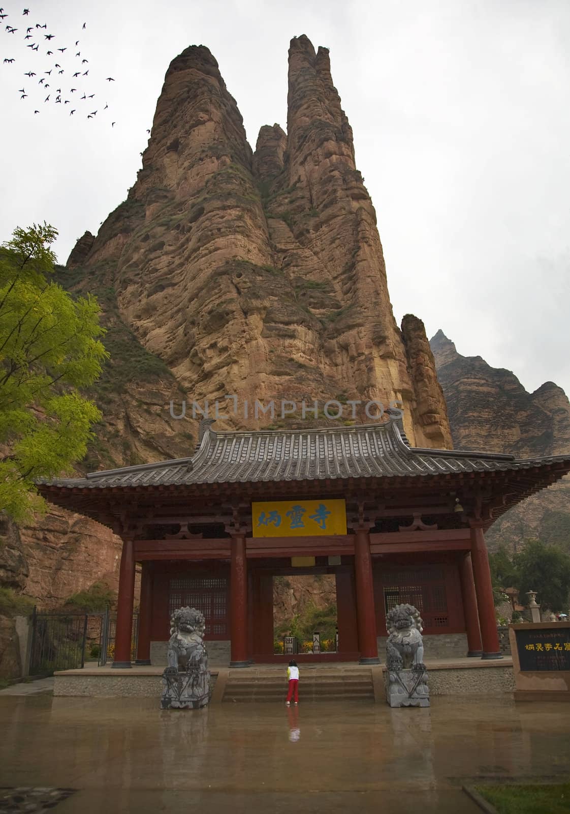 Entrance Gate Binglin Si Bright Spirit Buddhist Temple Lanzhou Gansu China

Characters are not trademarks.  Say Binglin Si and entrance and exit.

Resubmit--In response to comments from reviewer have further processed image to reduce noise, sharpen focus and adjust lighting.