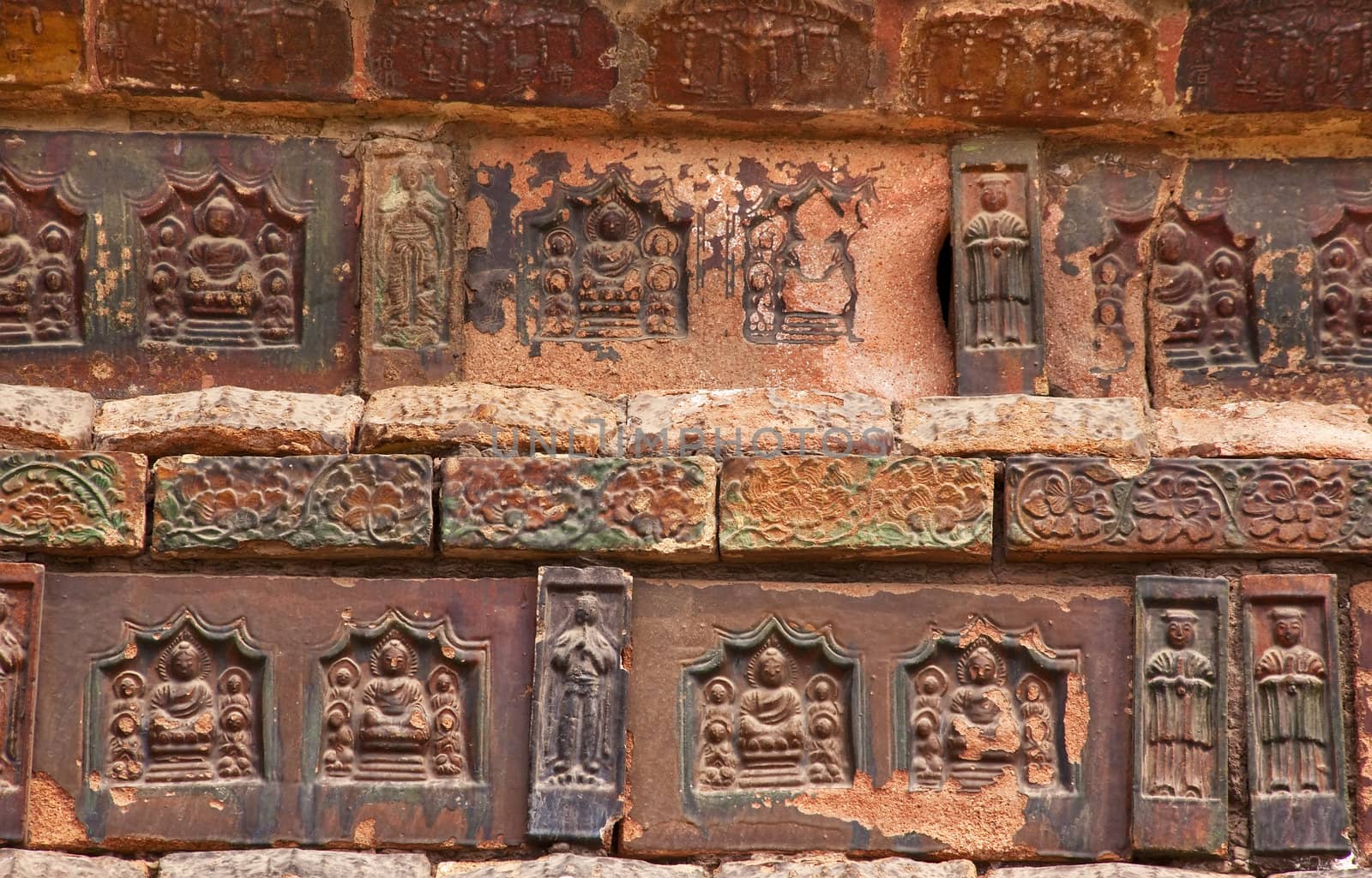 Ancient Bricks Details Iron Buddhist Pagoda Kaifeng China by bill_perry