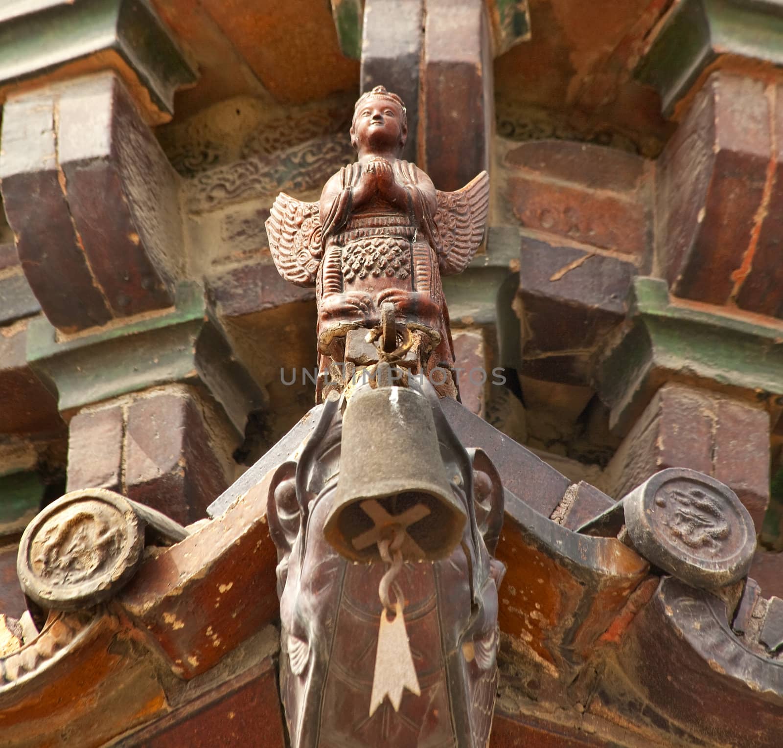 Ancient Buddhist Angel Details Iron Buddhist Pagoda Kaifeng Chin by bill_perry