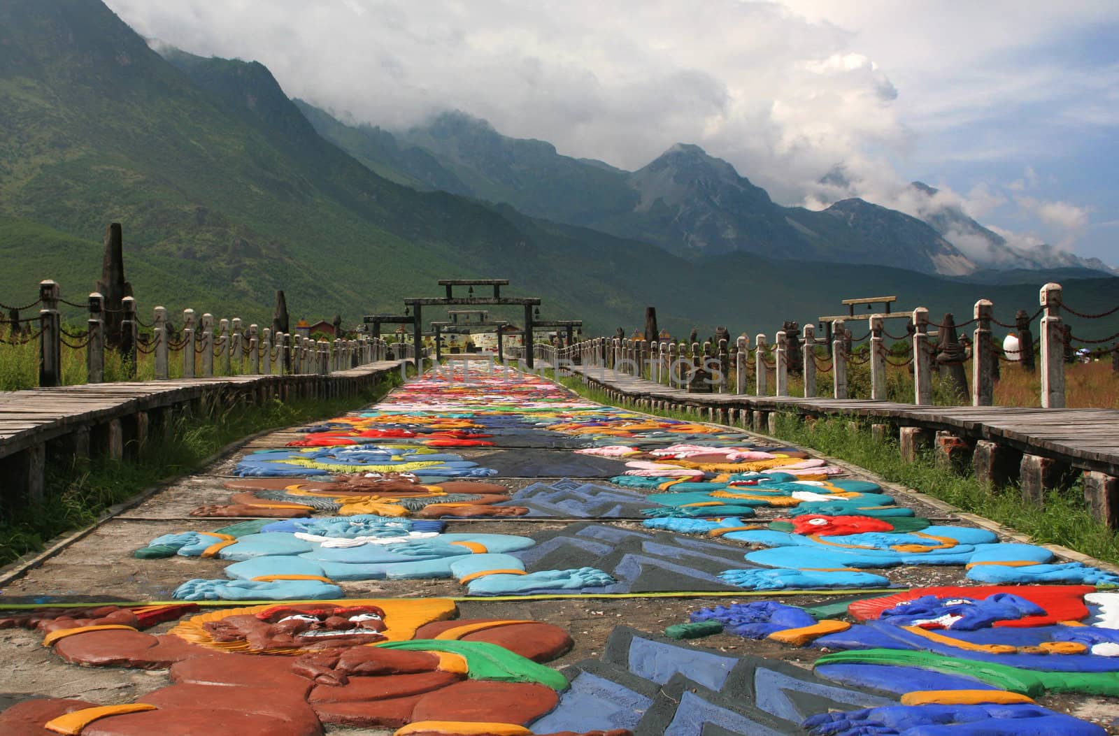 Naxi Village, Lijiang, Yunnan Province, China.  The Naxi are a minority in China and they have their own gods and own religion.