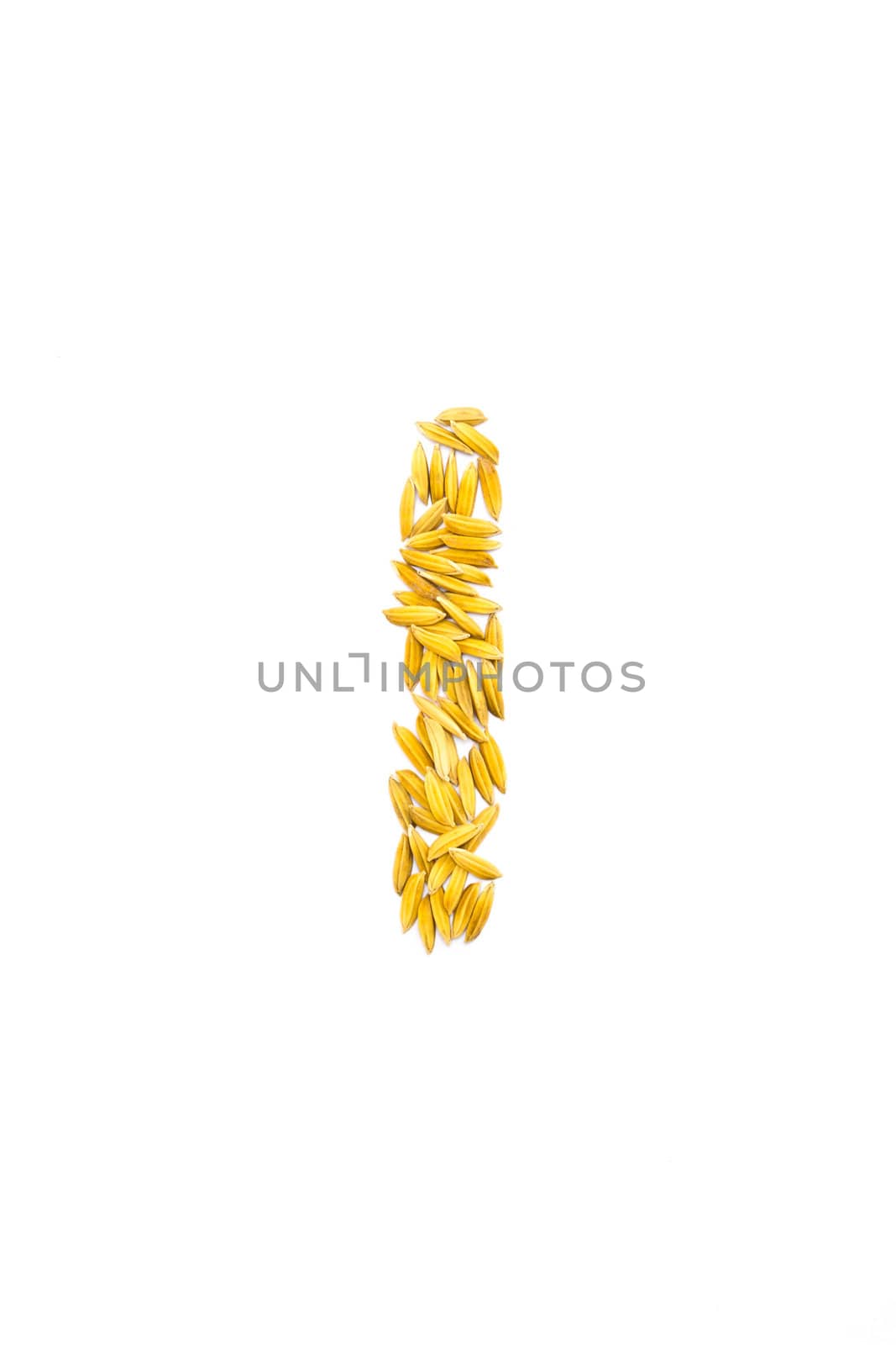 I letter of rice on a white background