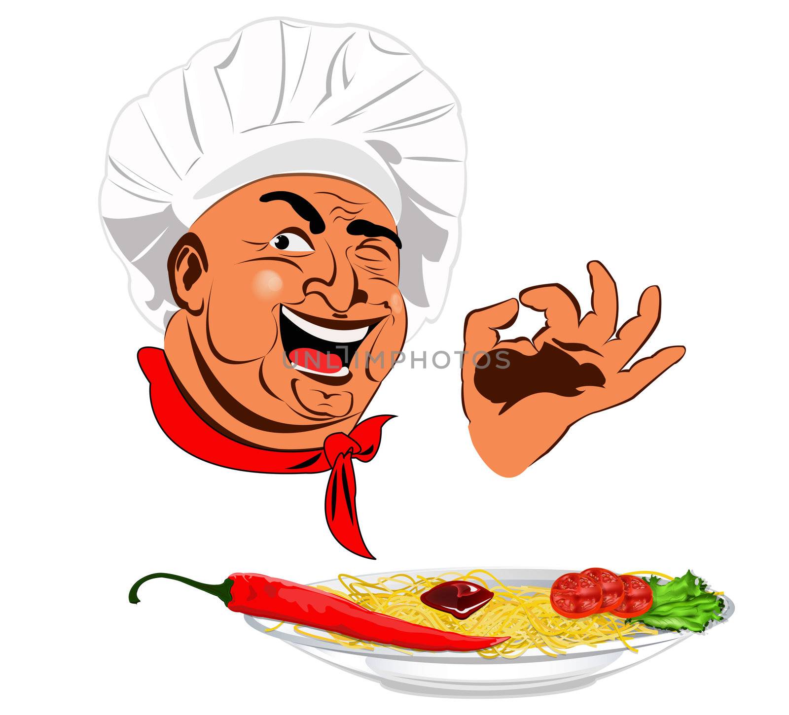 Funny Chef and spaghetti by sergey150770SV