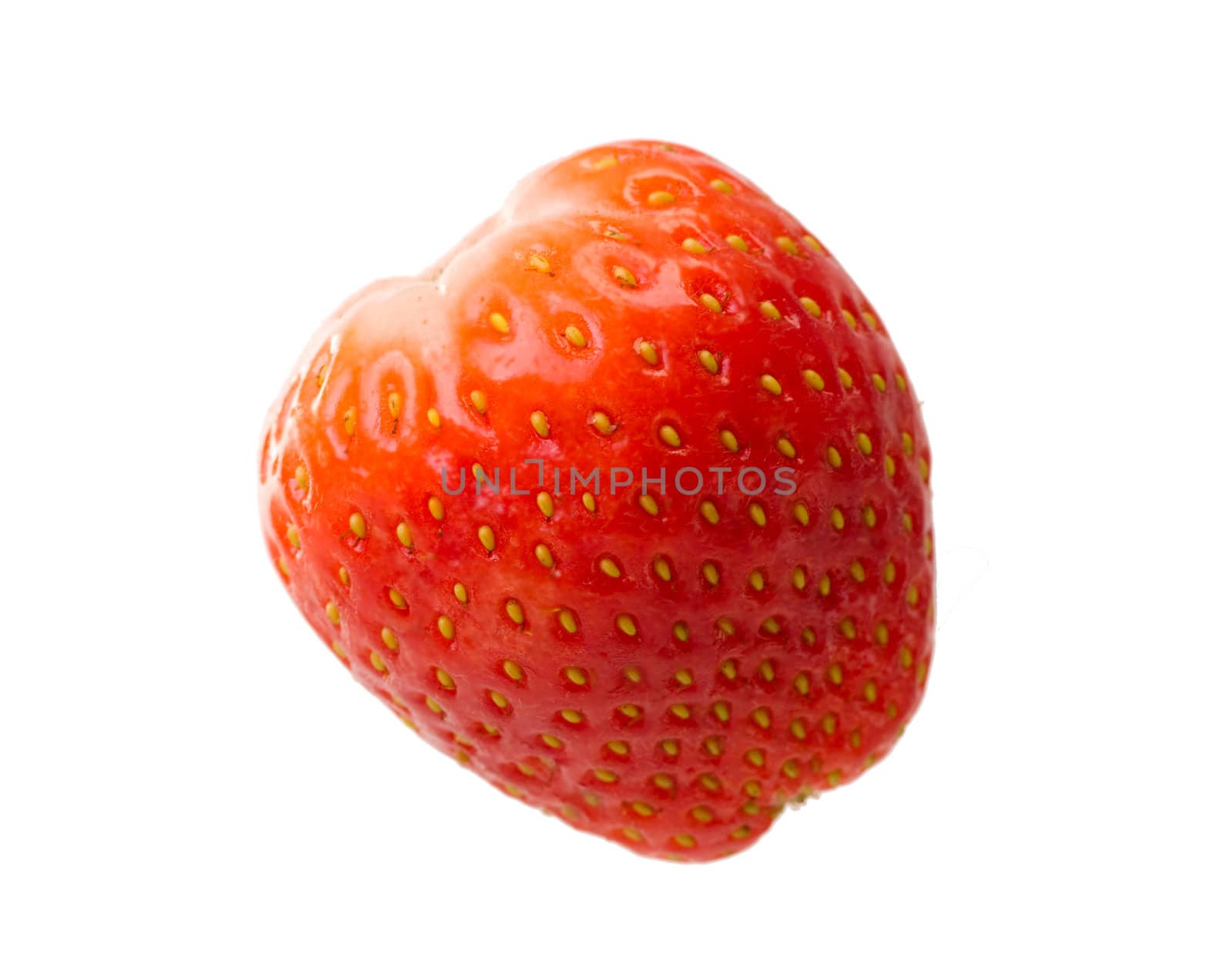 A single strawberry isolated on white