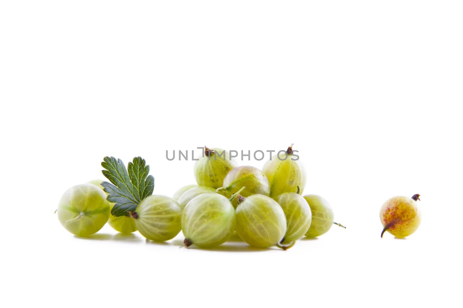 Fresh green gooseberry isolated on white background, fruits