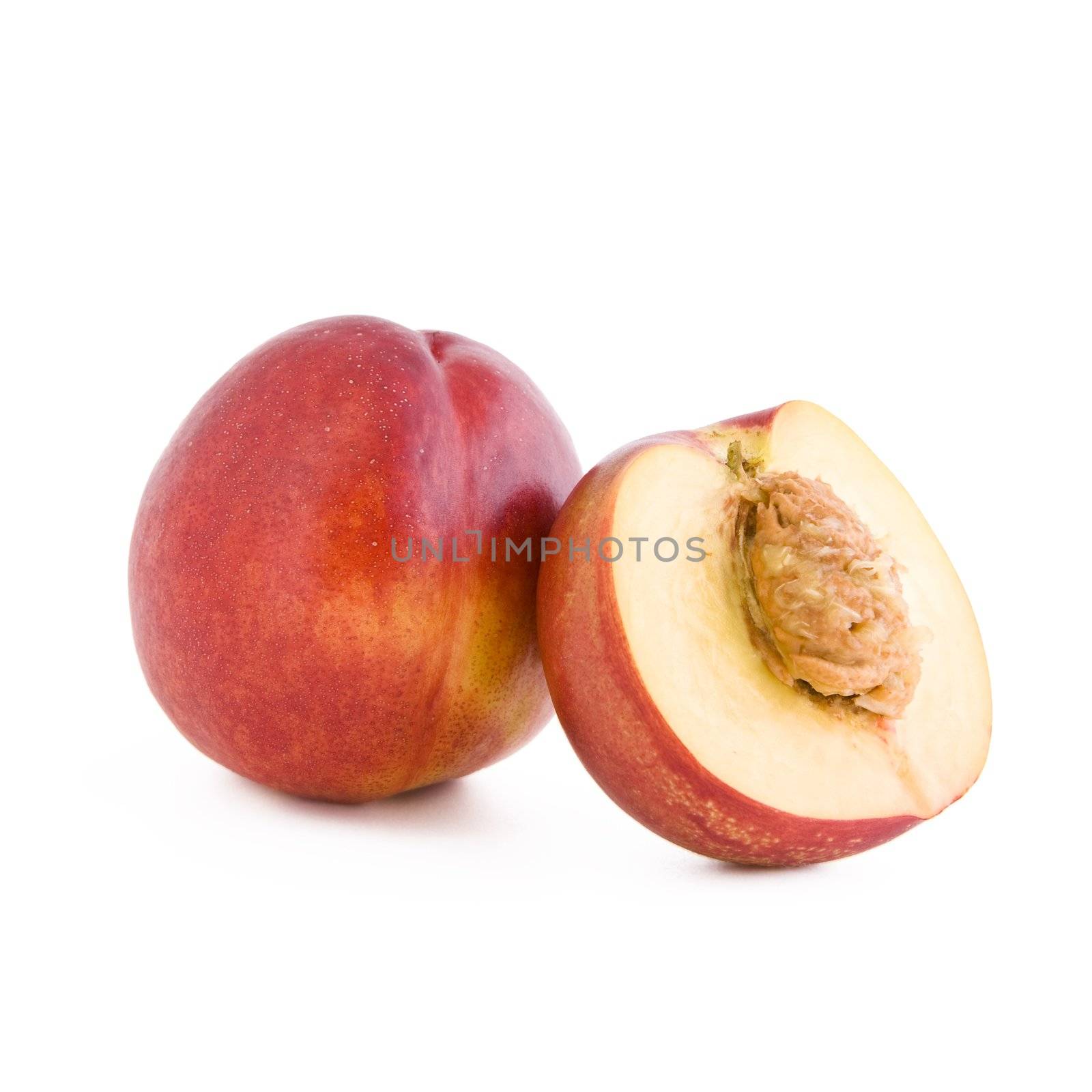 Red peach, fruit isolated on white background