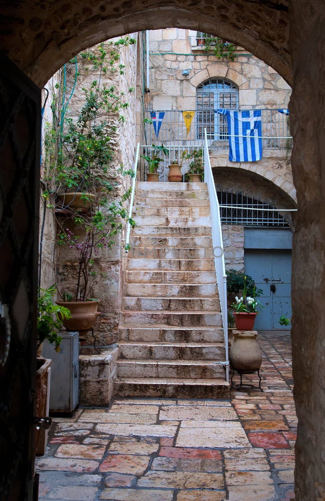 Courtyard in the old town in Jerusalem. by Zhukow