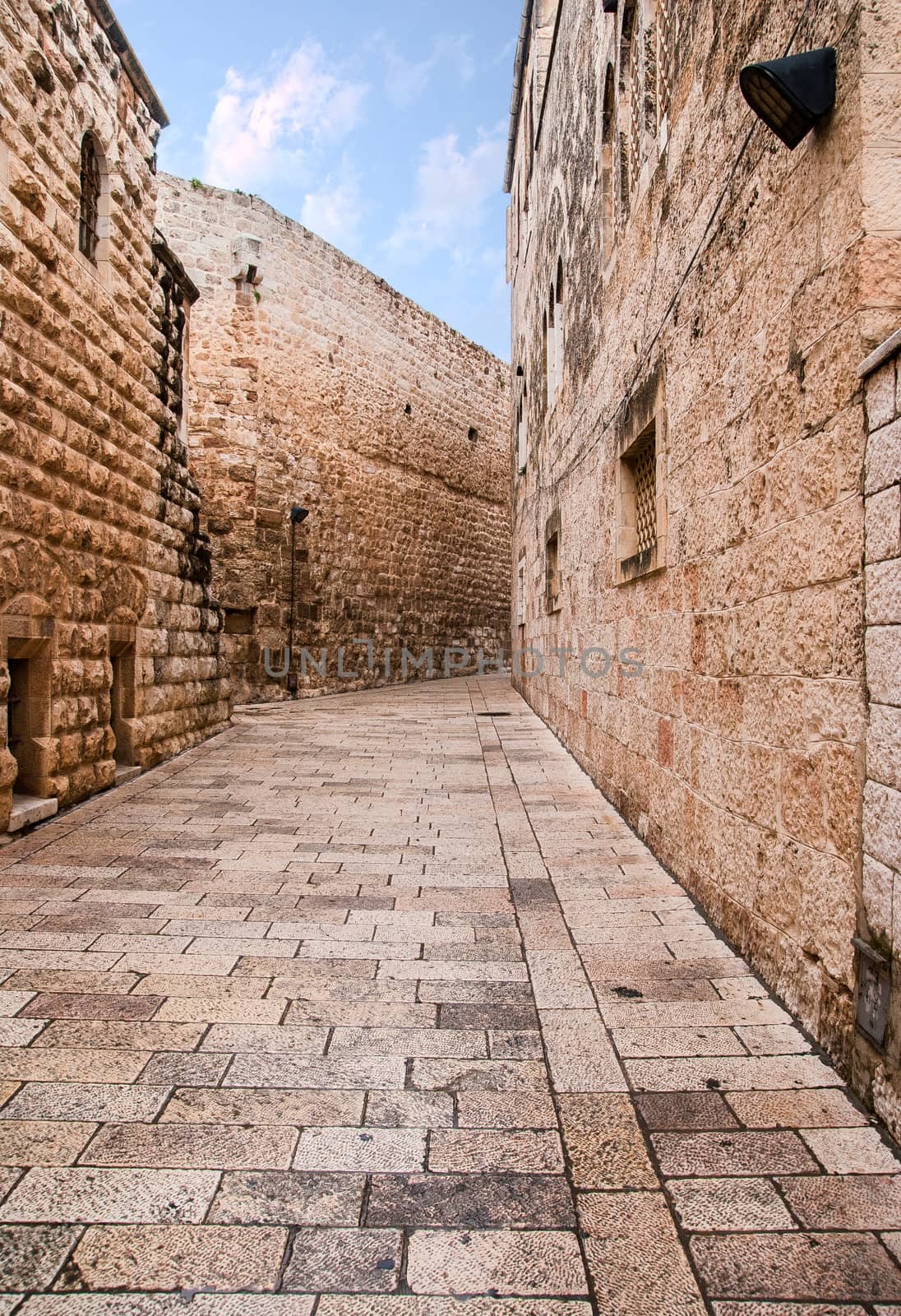 An alley in the old city in Jerusalem. by Zhukow