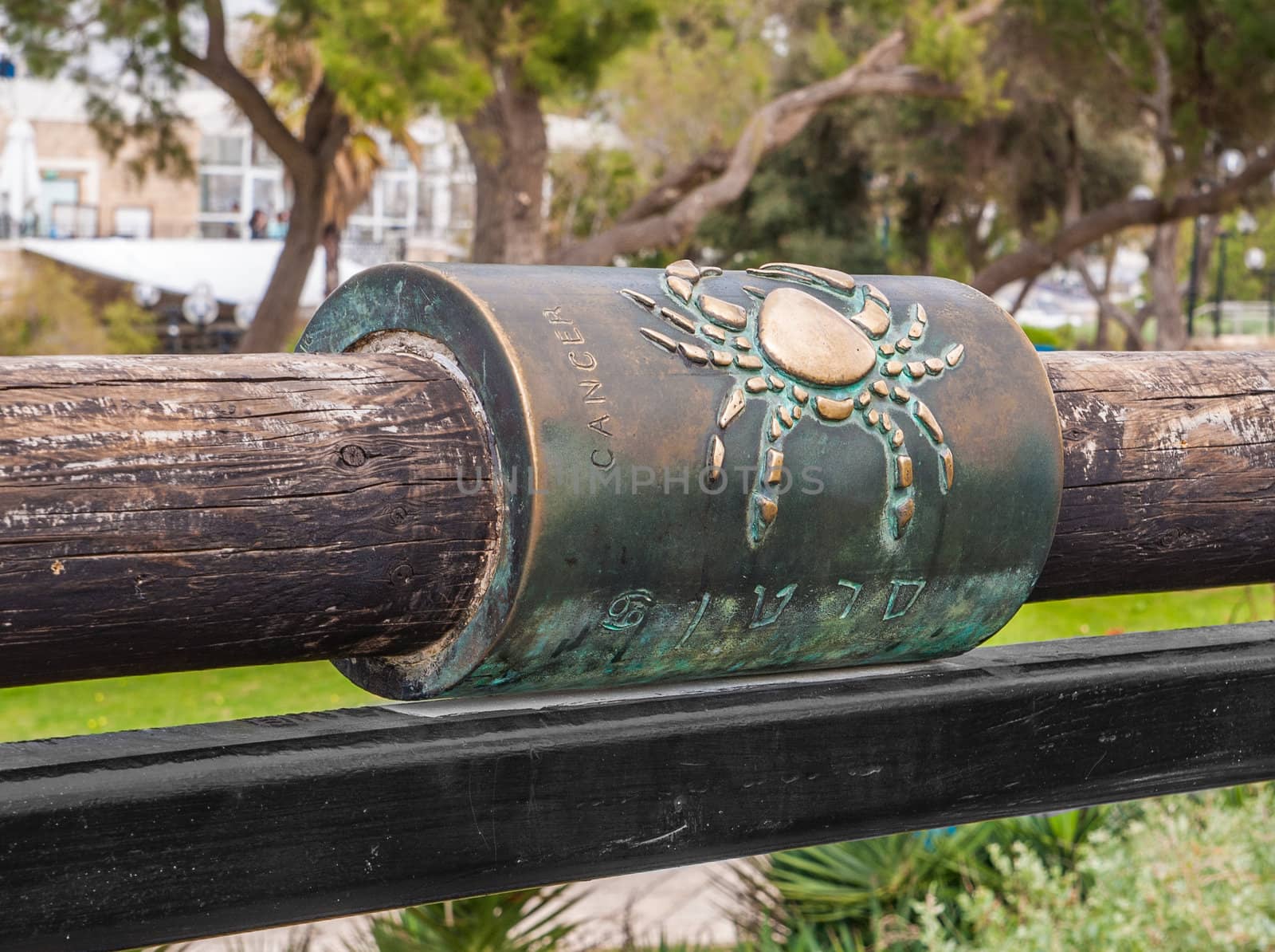 Cancer zodiac sign on the Wishing Bridge. Jaffa. Israel. by Zhukow