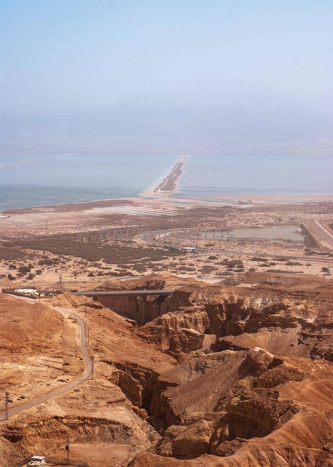 View on Dead Sea from Masada fortress, Israel by Zhukow