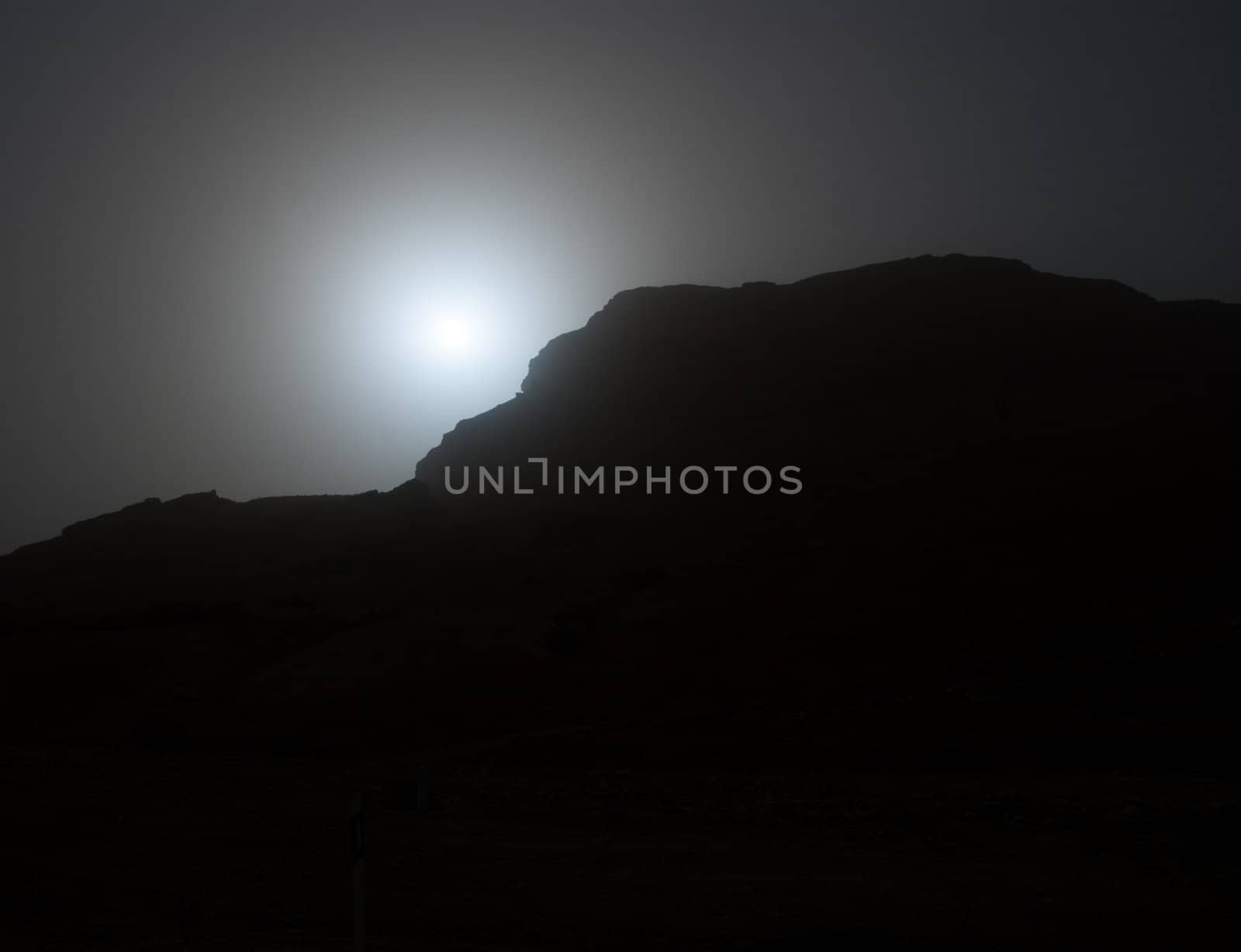 The sun during a sandy storm Area of the Dead sea