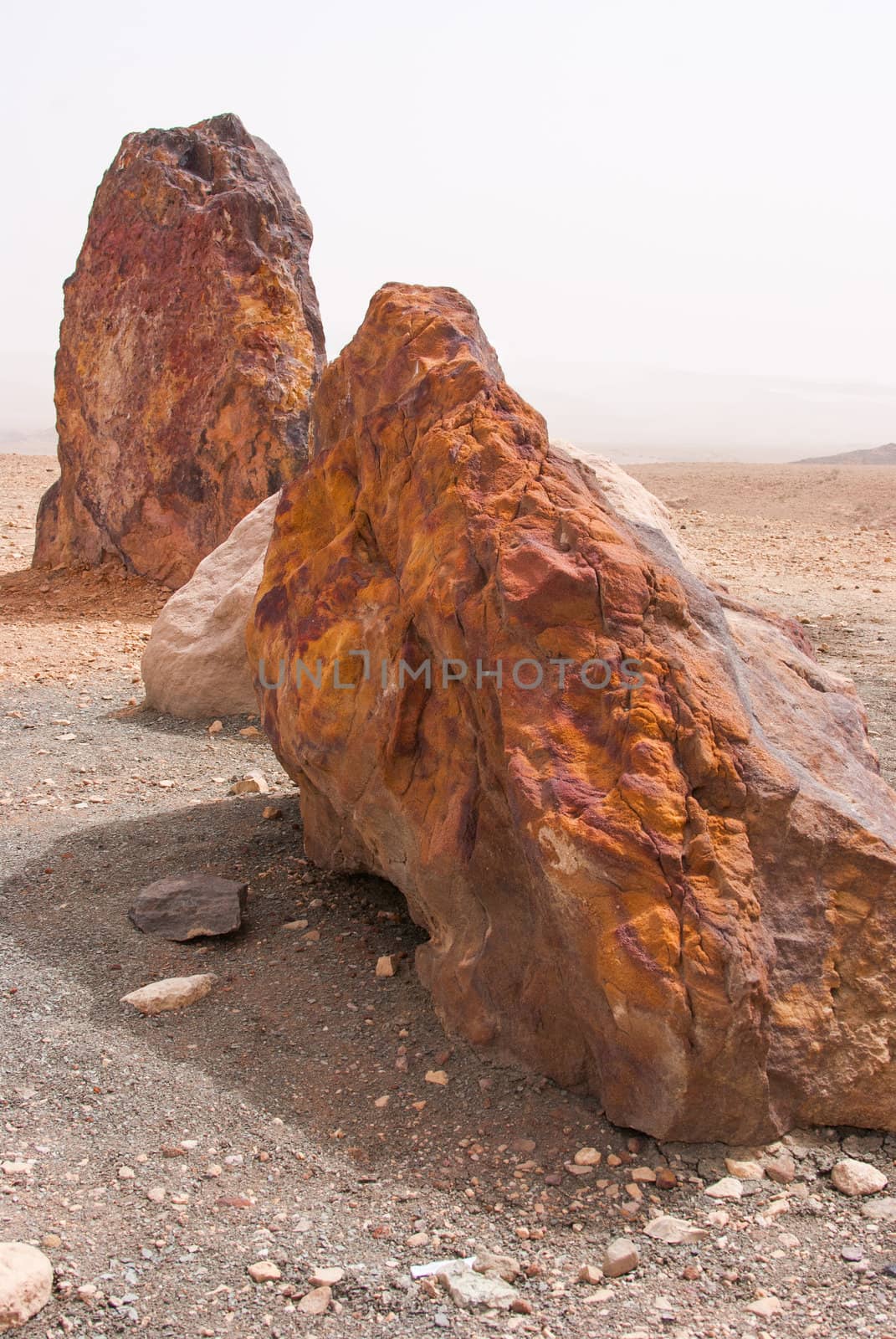 Stones in the Crater Mizpe Ramon - Negev desert by Zhukow