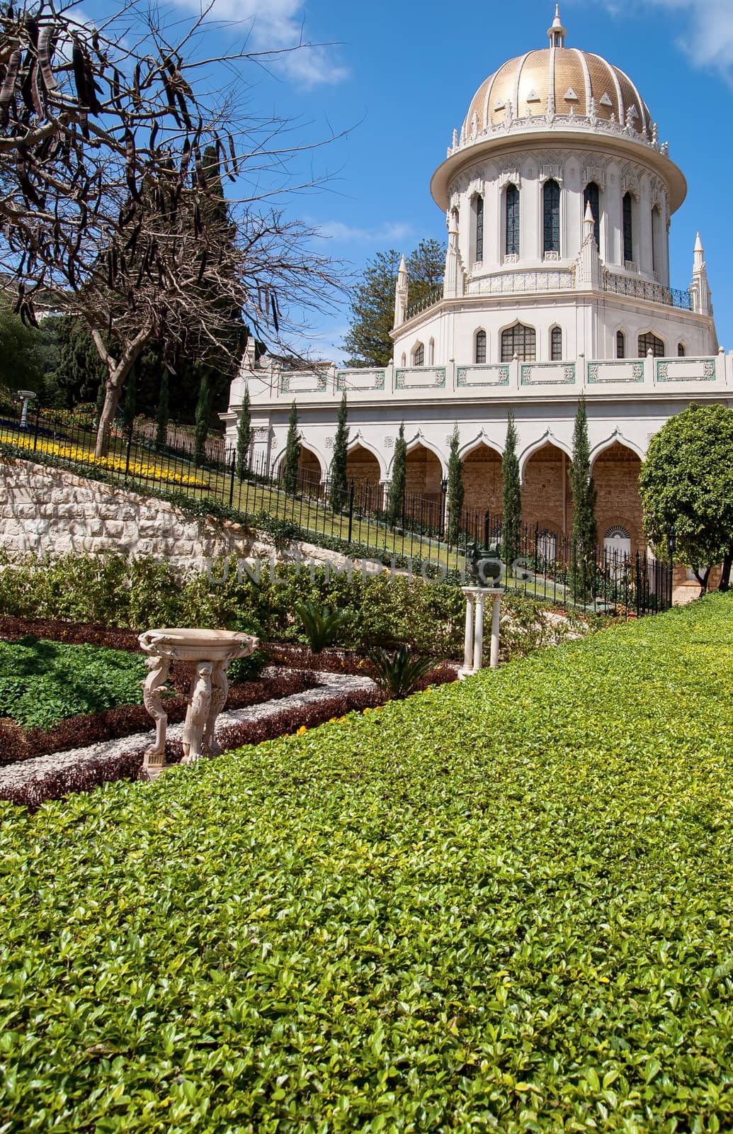 Baha'i Gardens and temple dome, Haifa, Israel by Zhukow