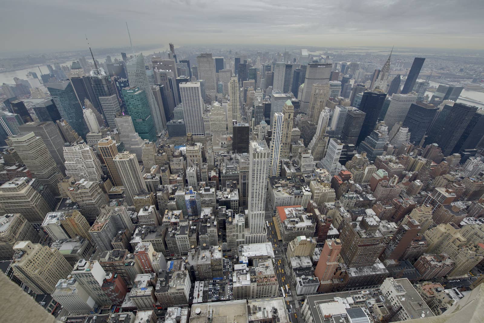 Manhattan view from the observation desk on the Empire State Building.