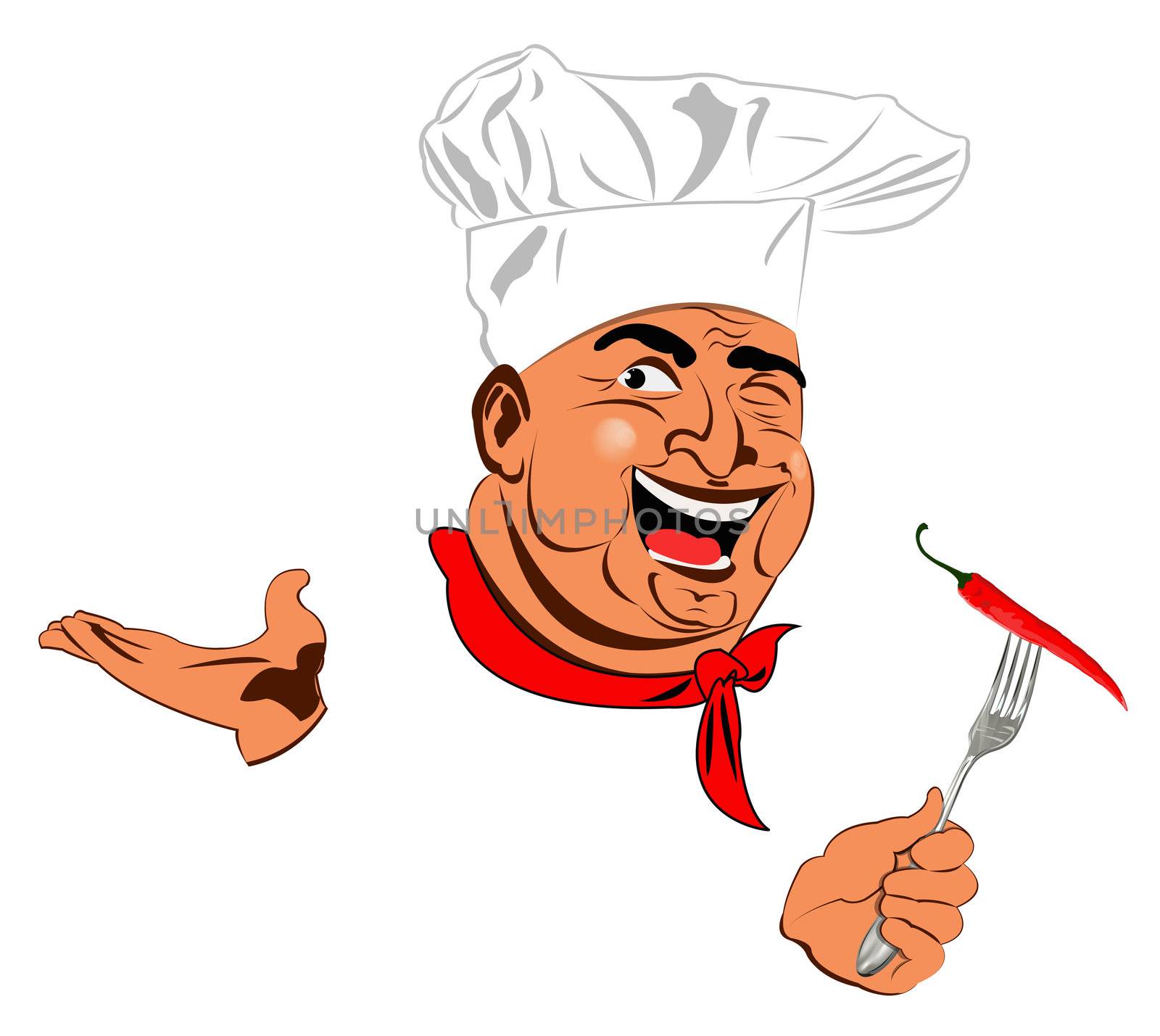 Funny Chef and Spicy burning red pepper chilli