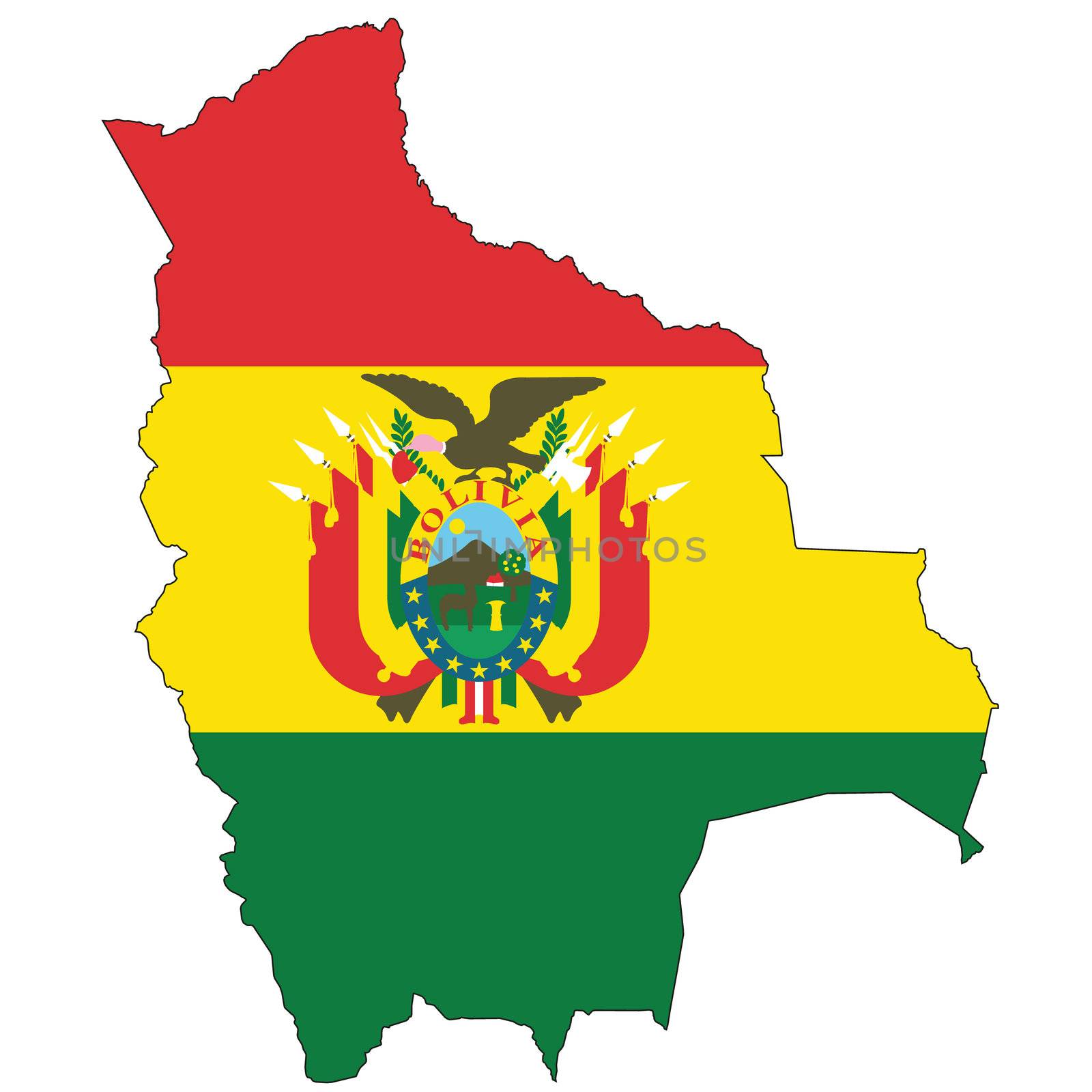 Country outline with the flag of Bolivia by DragonEyeMedia