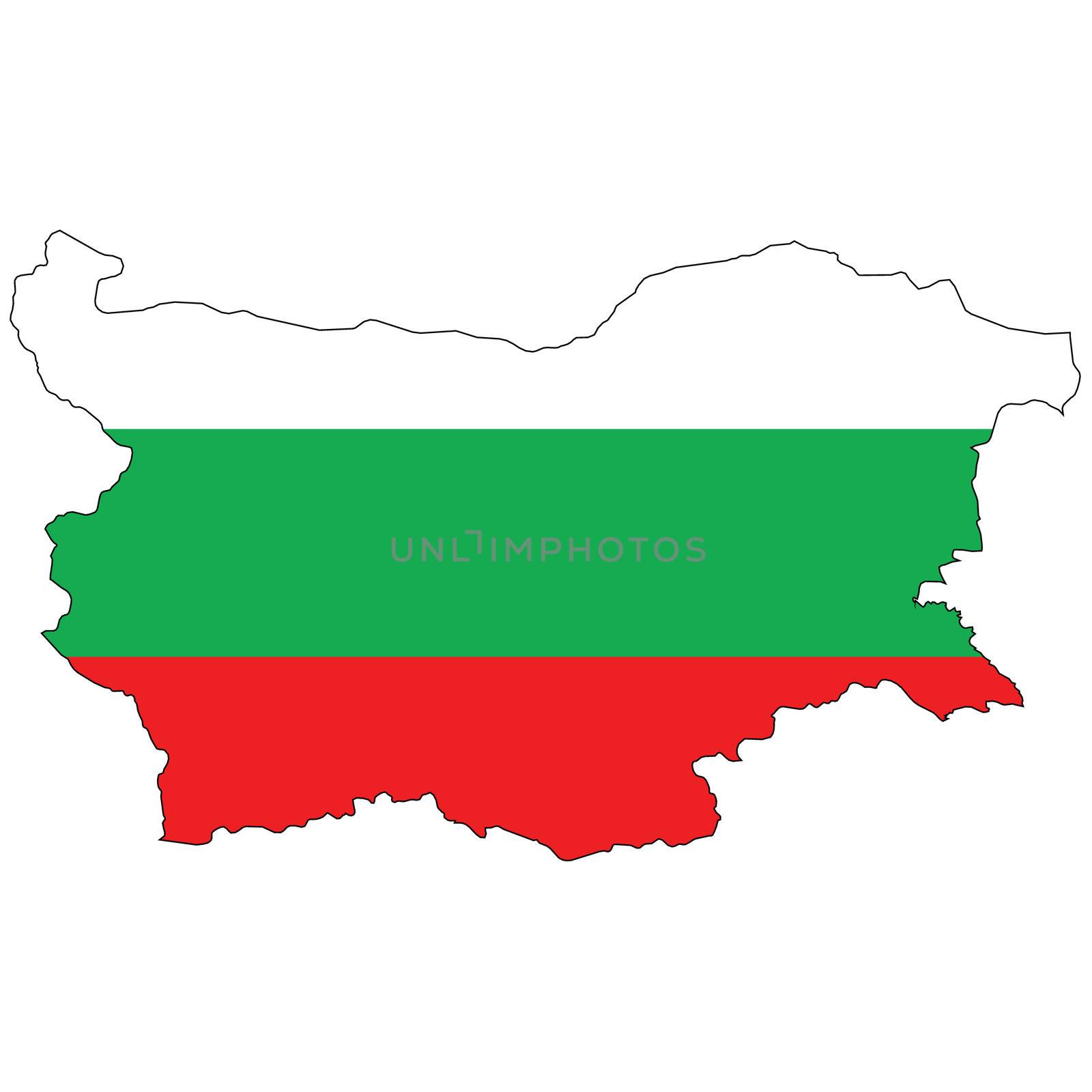 Country outline with the flag of Bulgaria in it