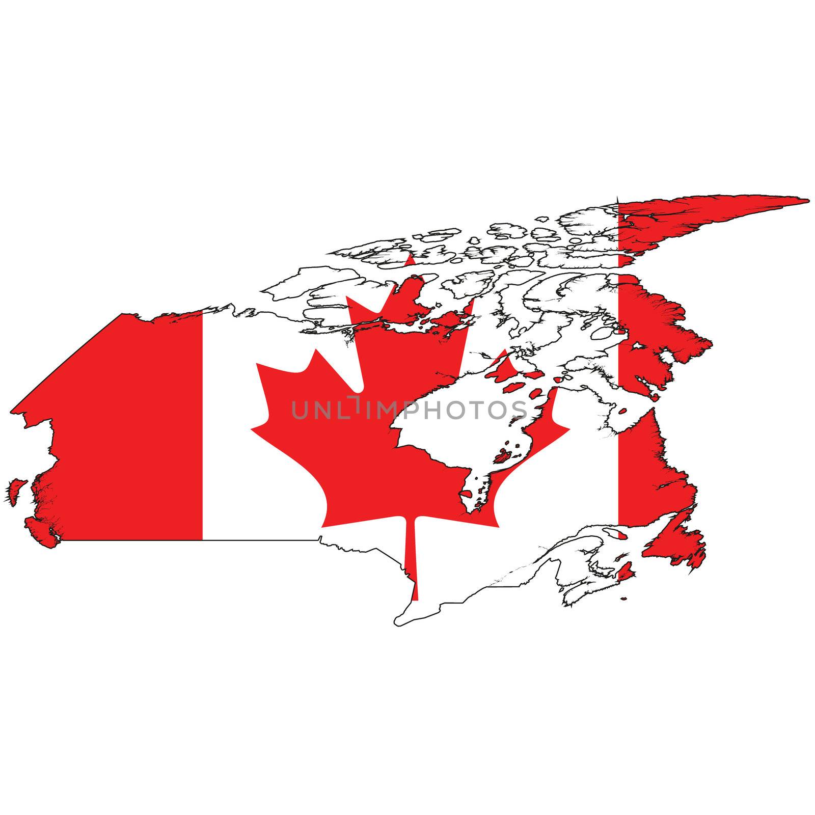 Country outline with the flag of Canada by DragonEyeMedia