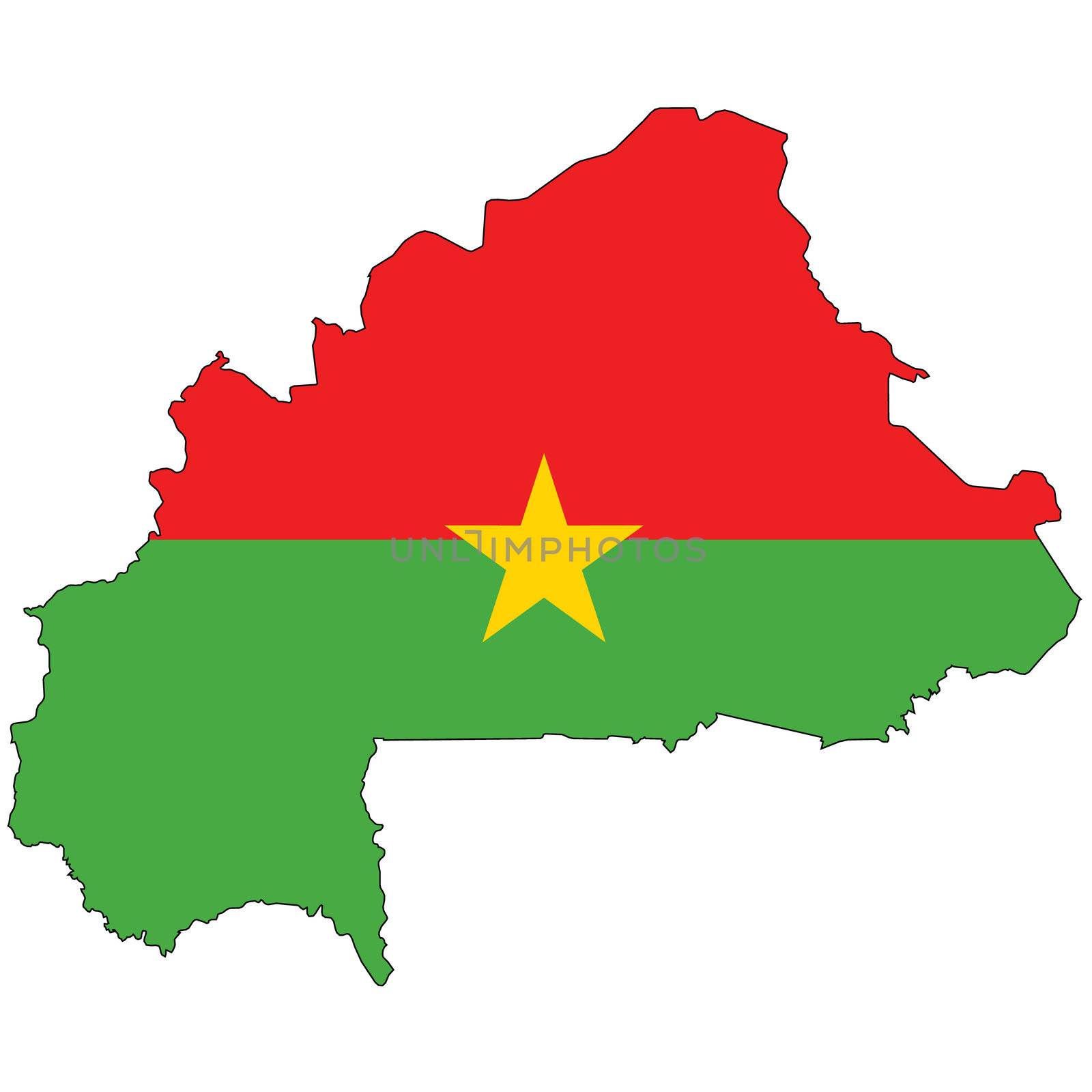 Country outline with the flag of Burkina Faso by DragonEyeMedia