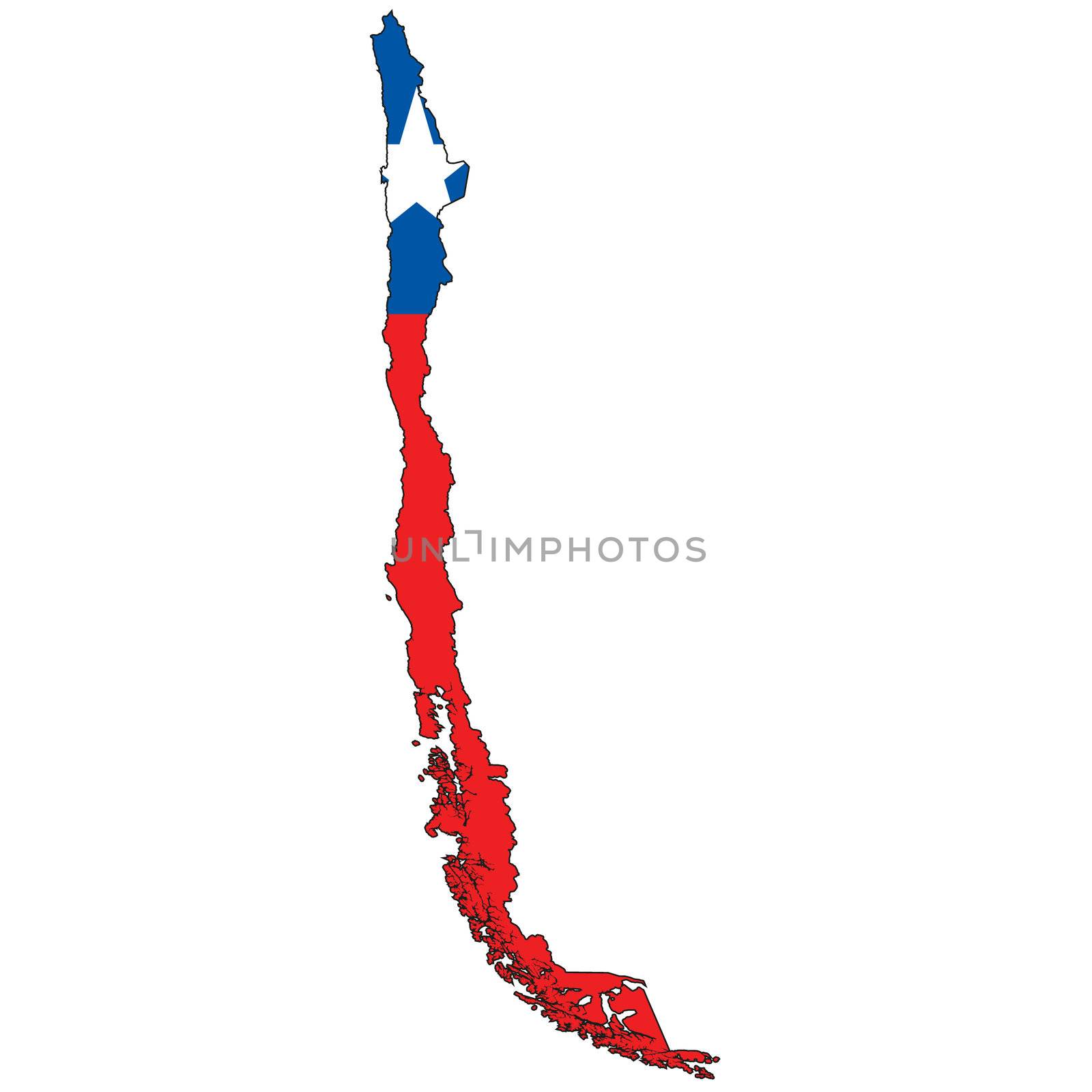 Country outline with the flag of Chile by DragonEyeMedia
